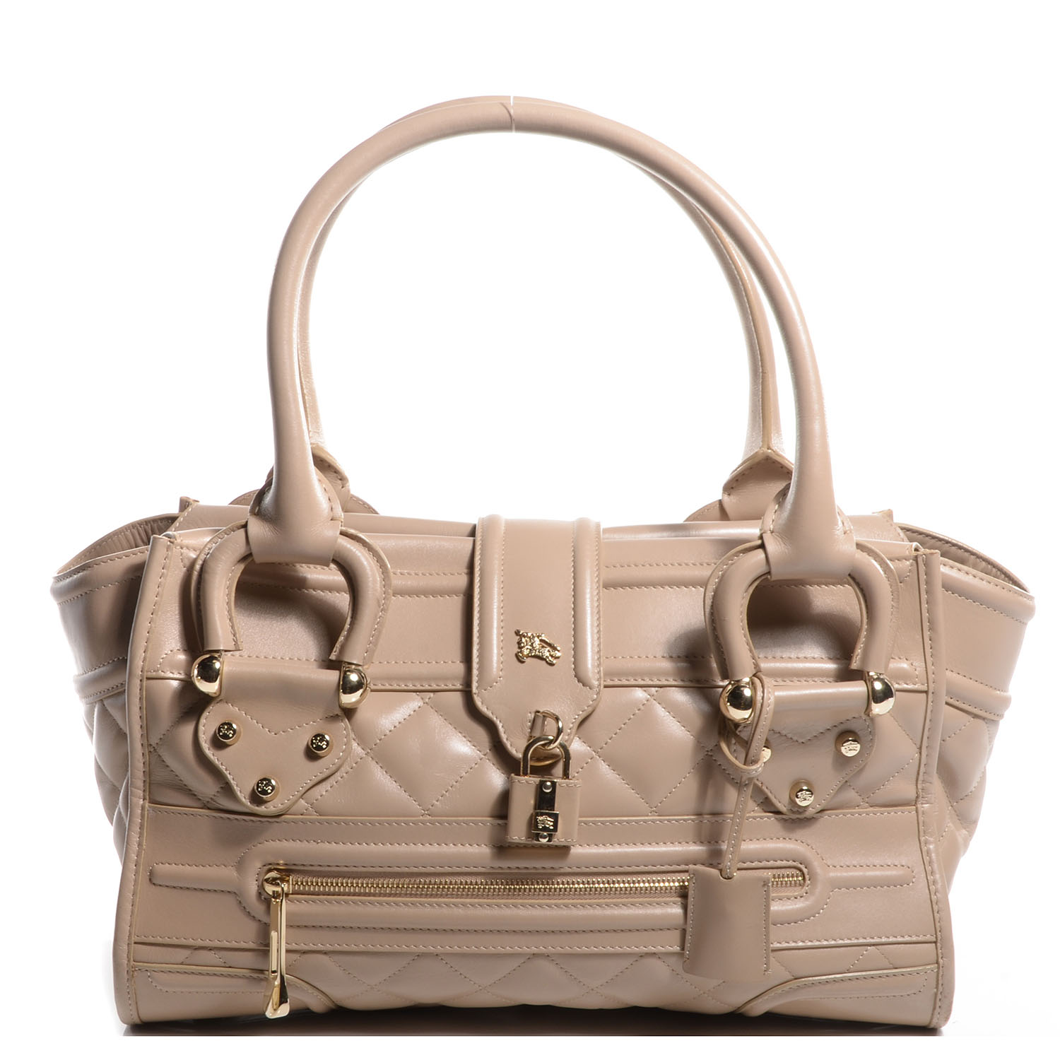 BURBERRY Quilted Calfskin Large Manor Tote Beige 72655