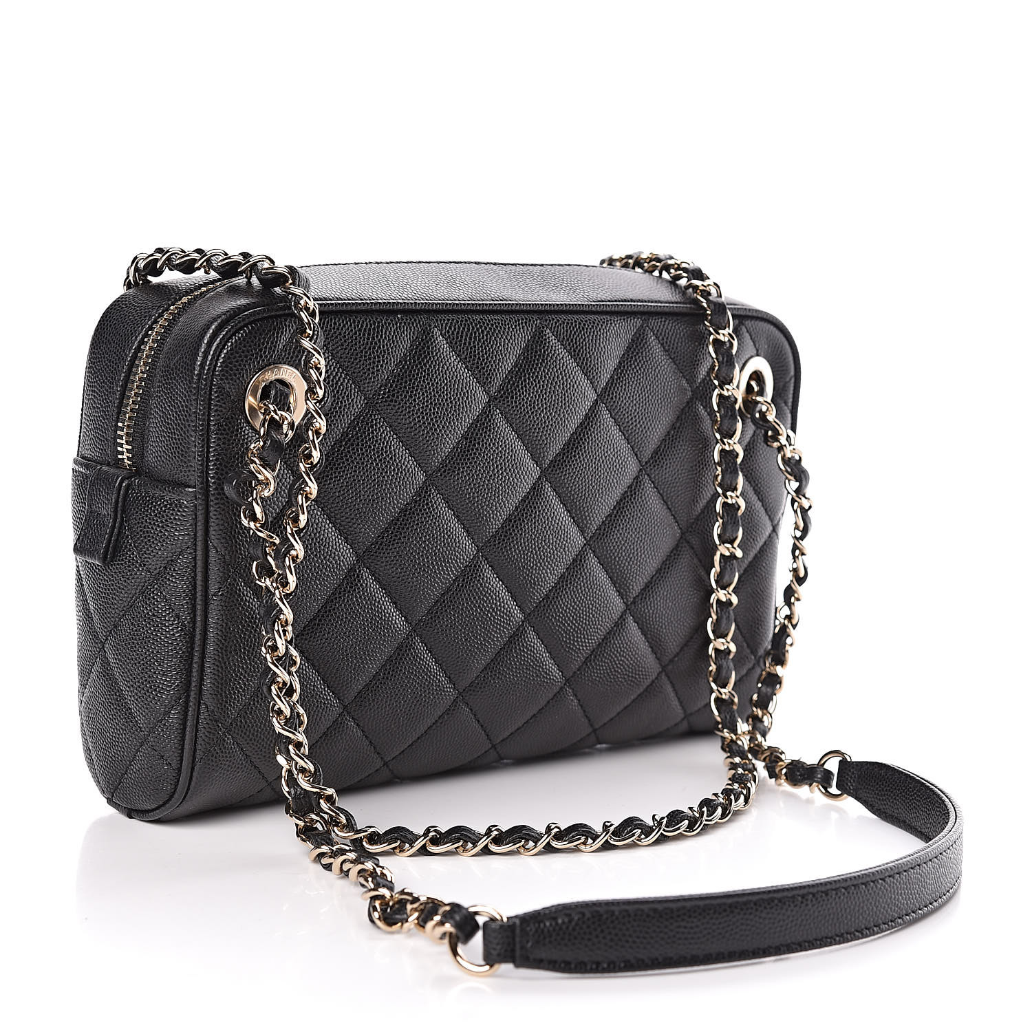 CHANEL Caviar Quilted Small Camera Case Black 454459