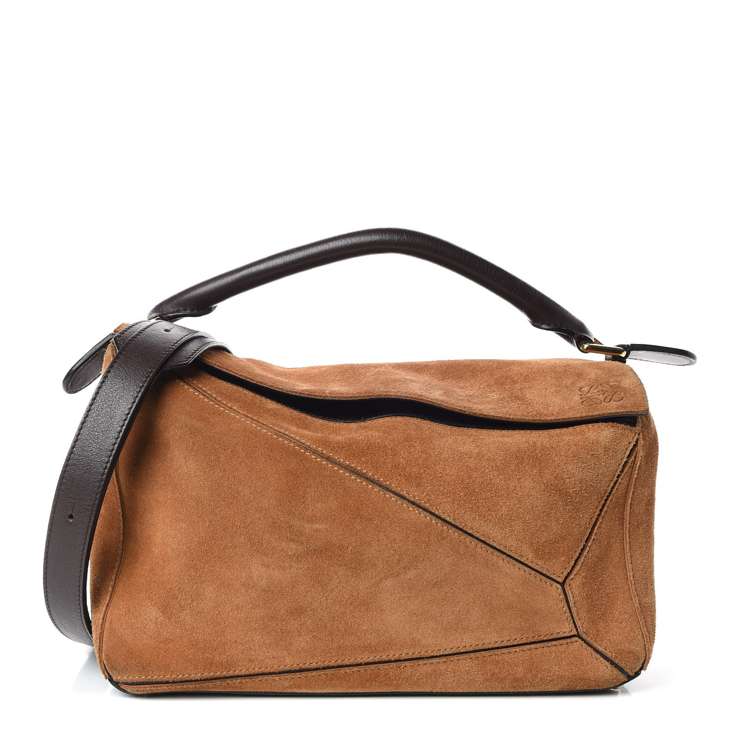 LOEWE Suede Puzzle Bag Caramel 382193 