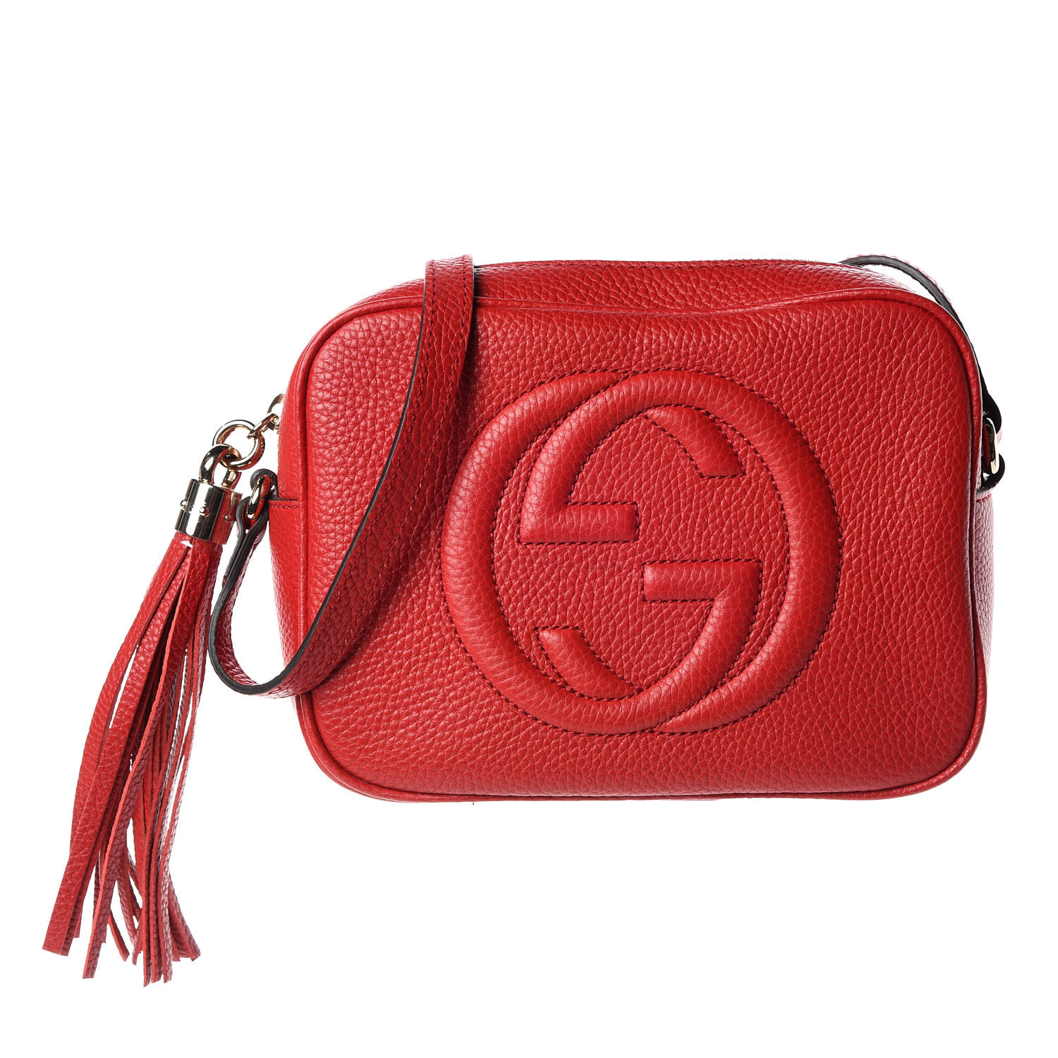 Gucci Pebbled Calfskin Small Soho Disco Bag Vibrant Red