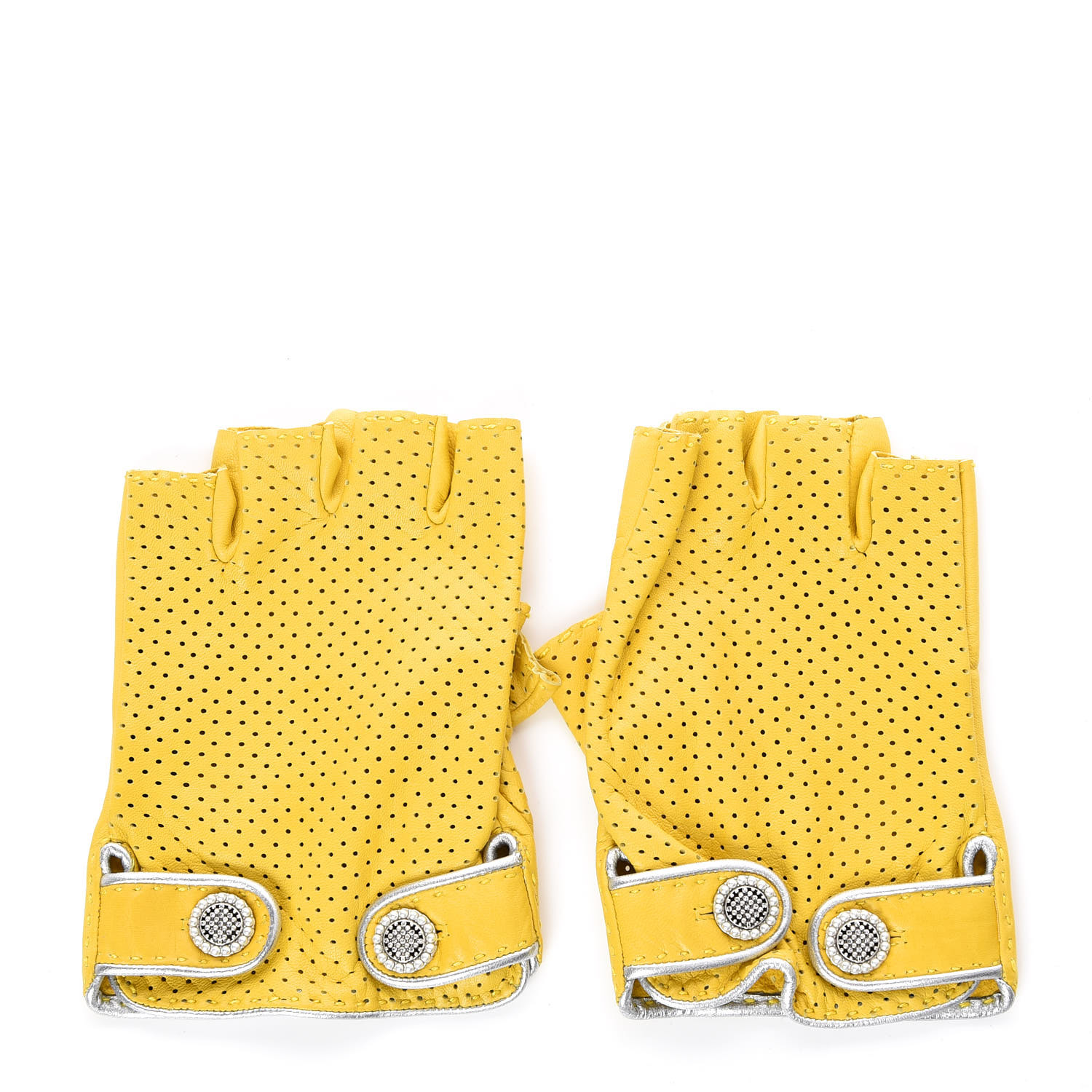 yellow fingerless gloves