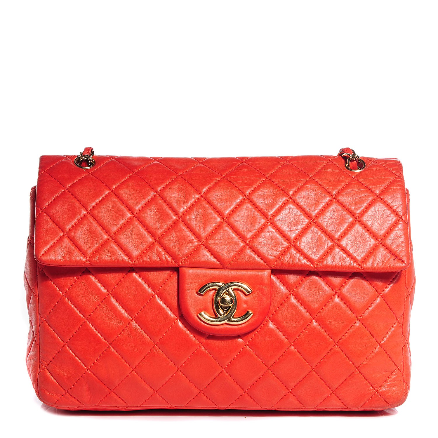 CHANEL Lambskin Quilted Maxi Single Flap Coral 94024 | FASHIONPHILE