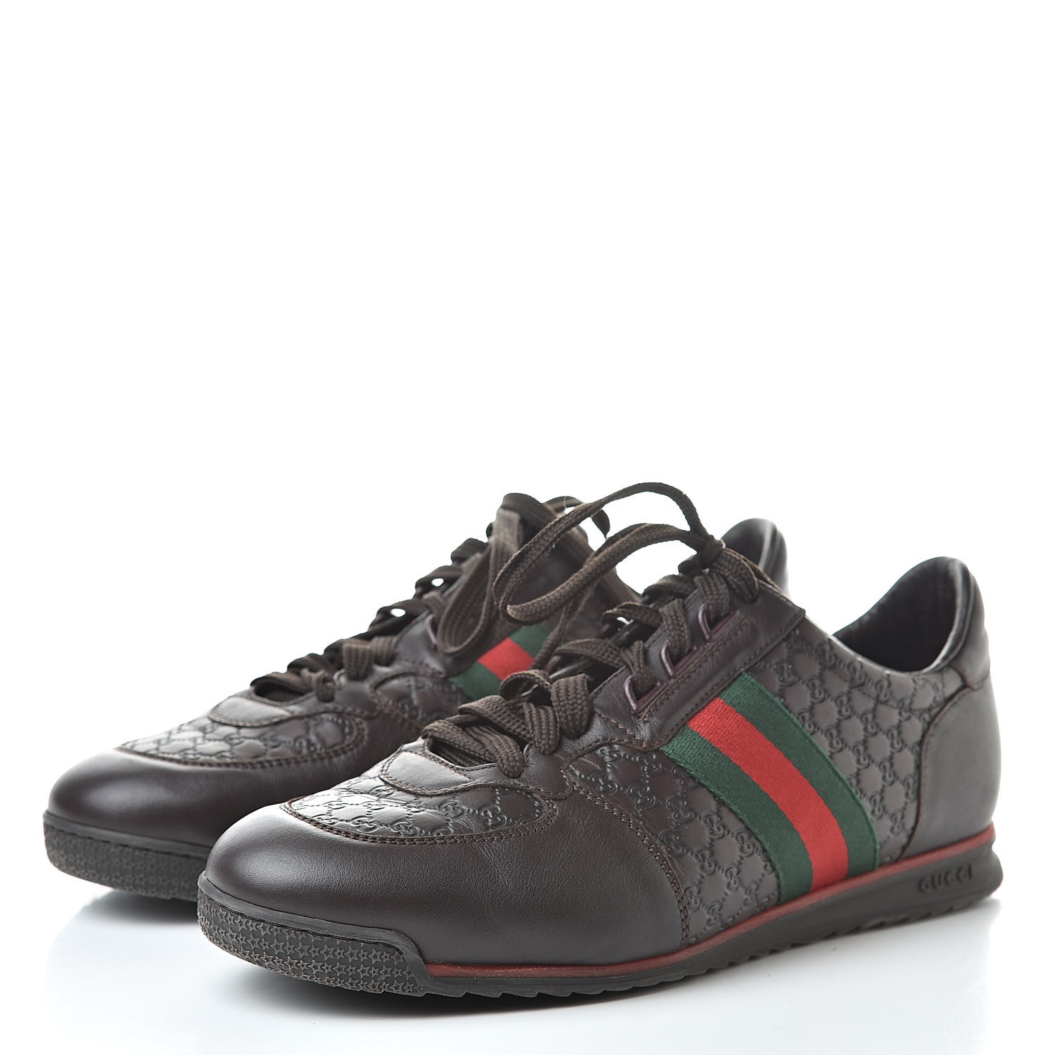 GUCCI Guccissima Web Mens Sneakers 8.5 Brown 516976