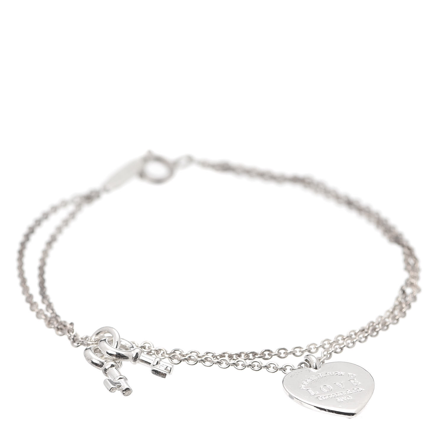 love heart tag key bracelet