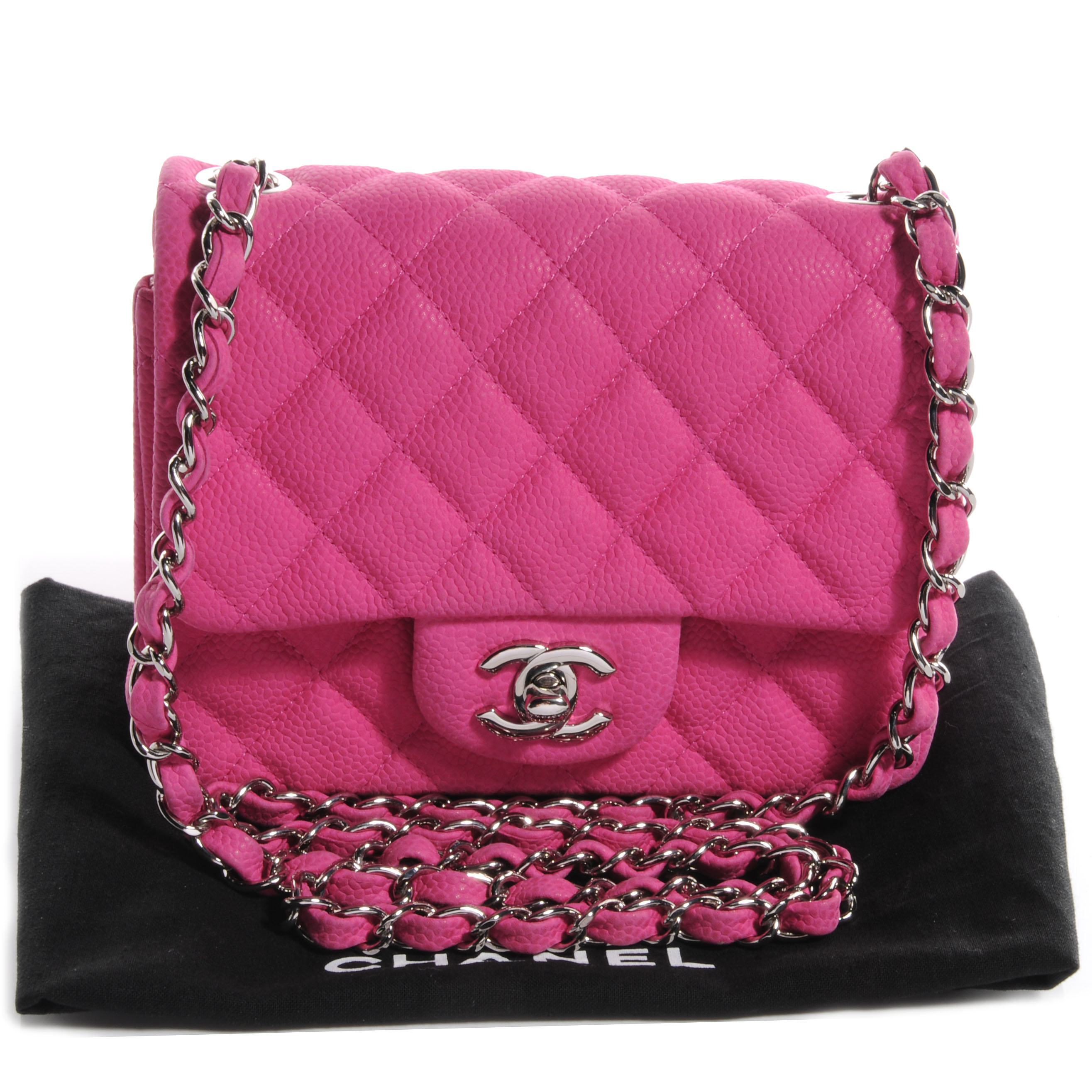 CHANEL Iridescent Caviar Quilted Mini Square Flap Pink 61928