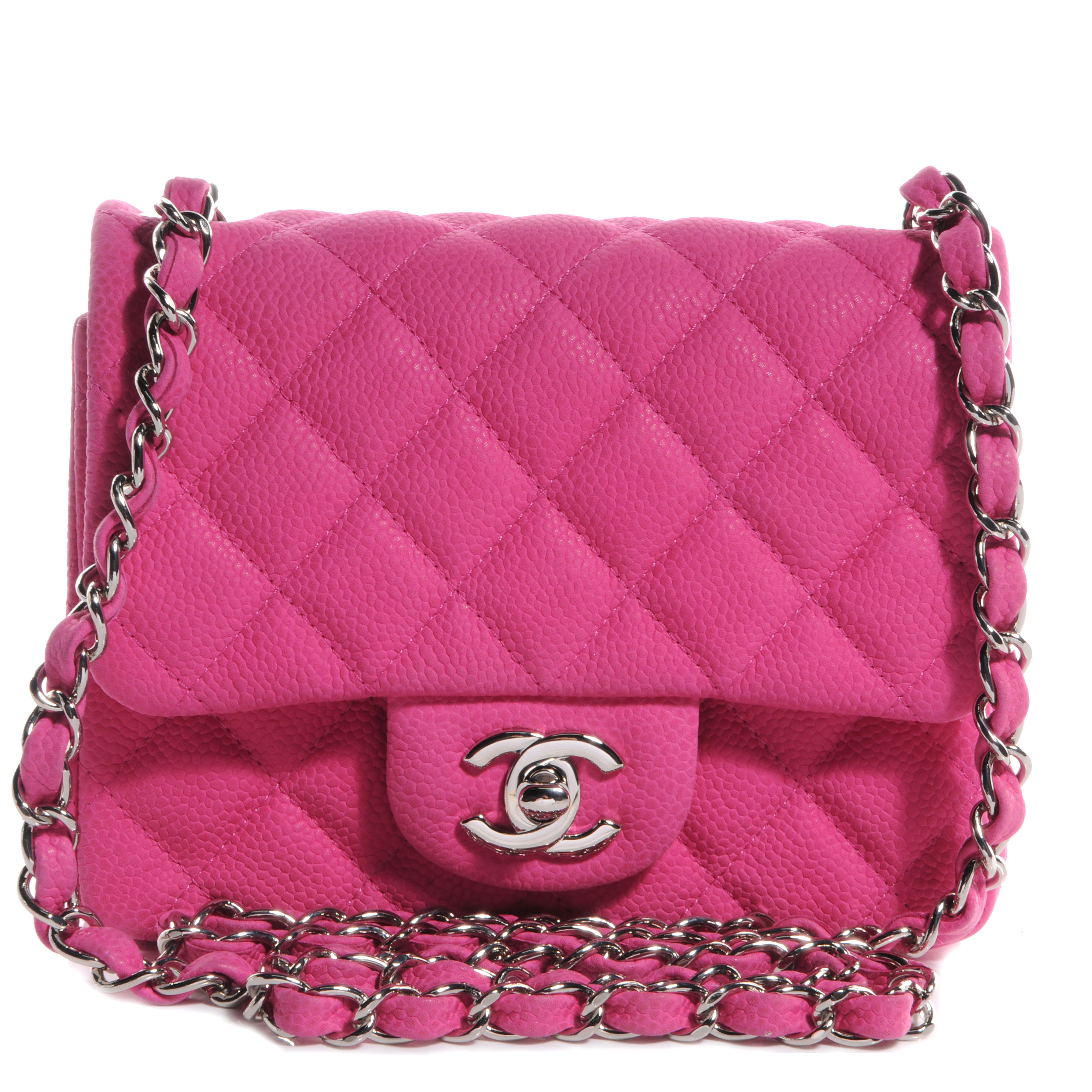 CHANEL Iridescent Caviar Quilted Mini Square Flap Pink 61928