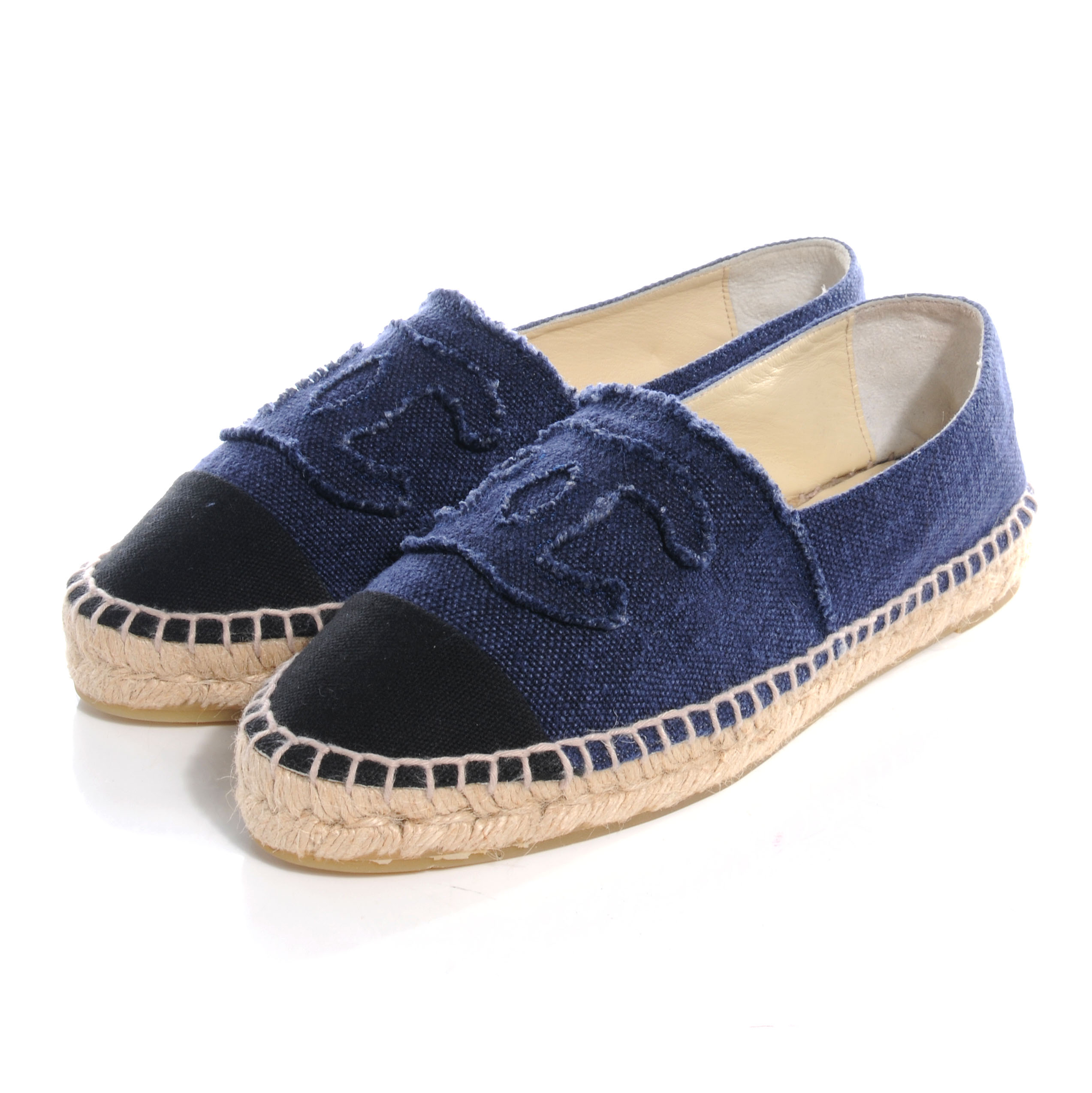 CHANEL Denim Espadrilles Blue Black 39 59039 | FASHIONPHILE