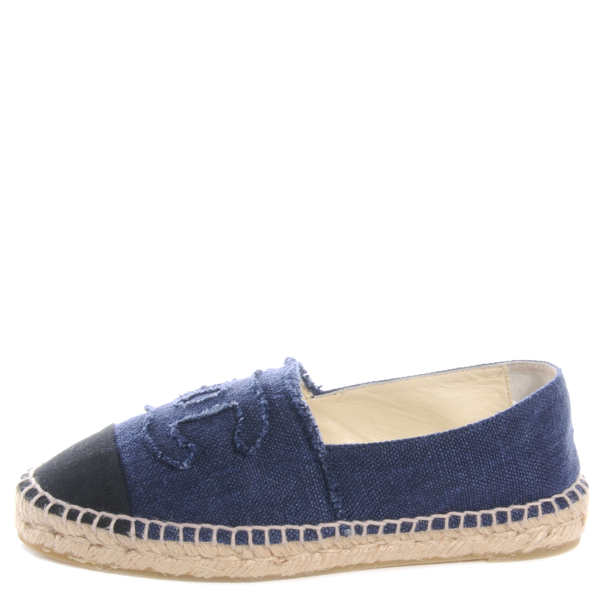 CHANEL Denim Espadrilles Blue Black 39 59039 | FASHIONPHILE