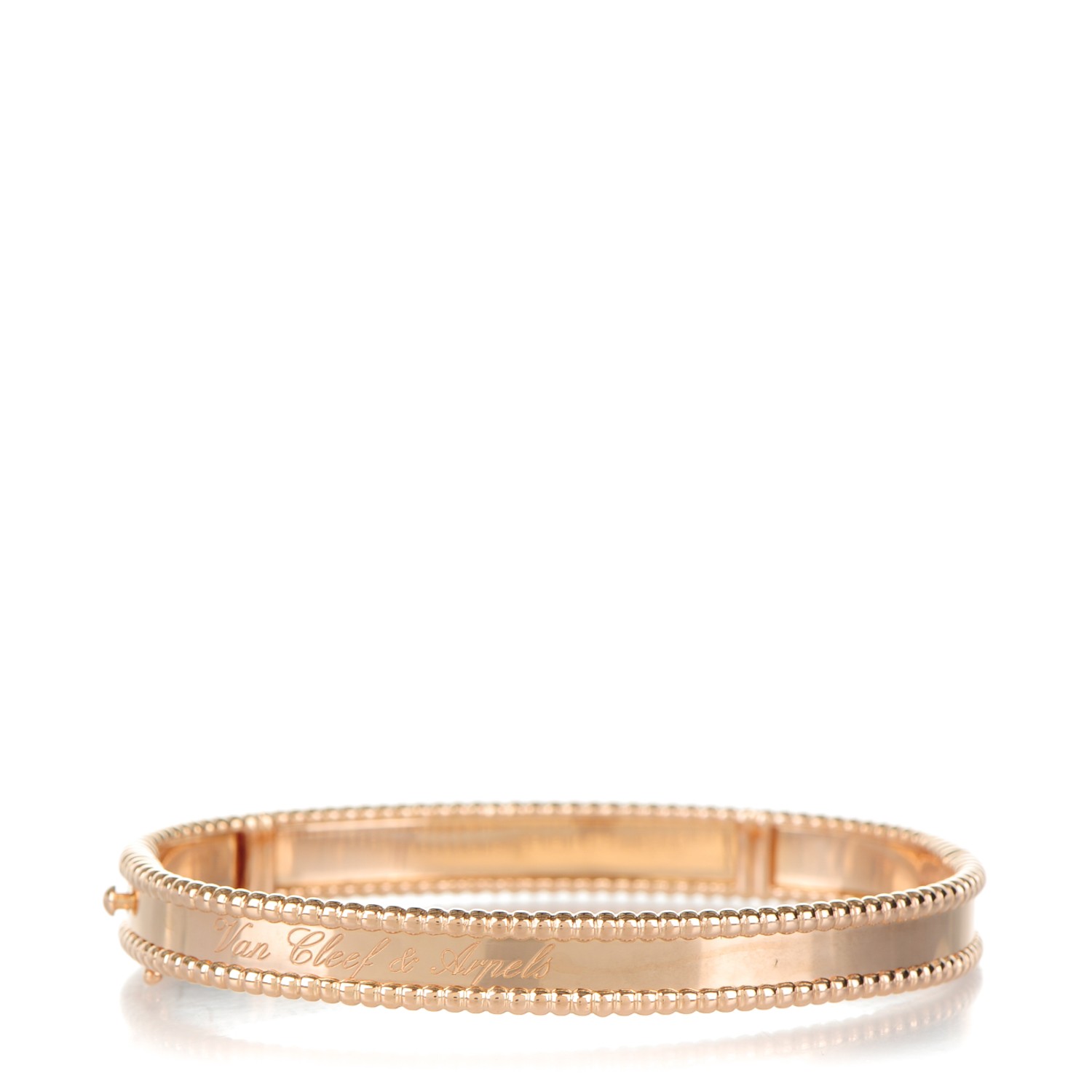 VAN CLEEF & ARPELS 18K Rose Gold Perlee Signature Bangle Bracelet L ...