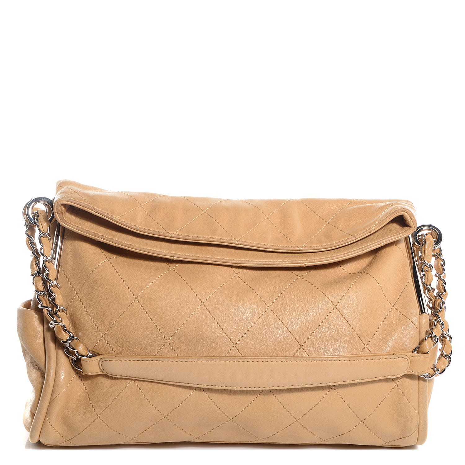 CHANEL Quilted Lambskin Medium Ultimate Soft Tote Beige 75221