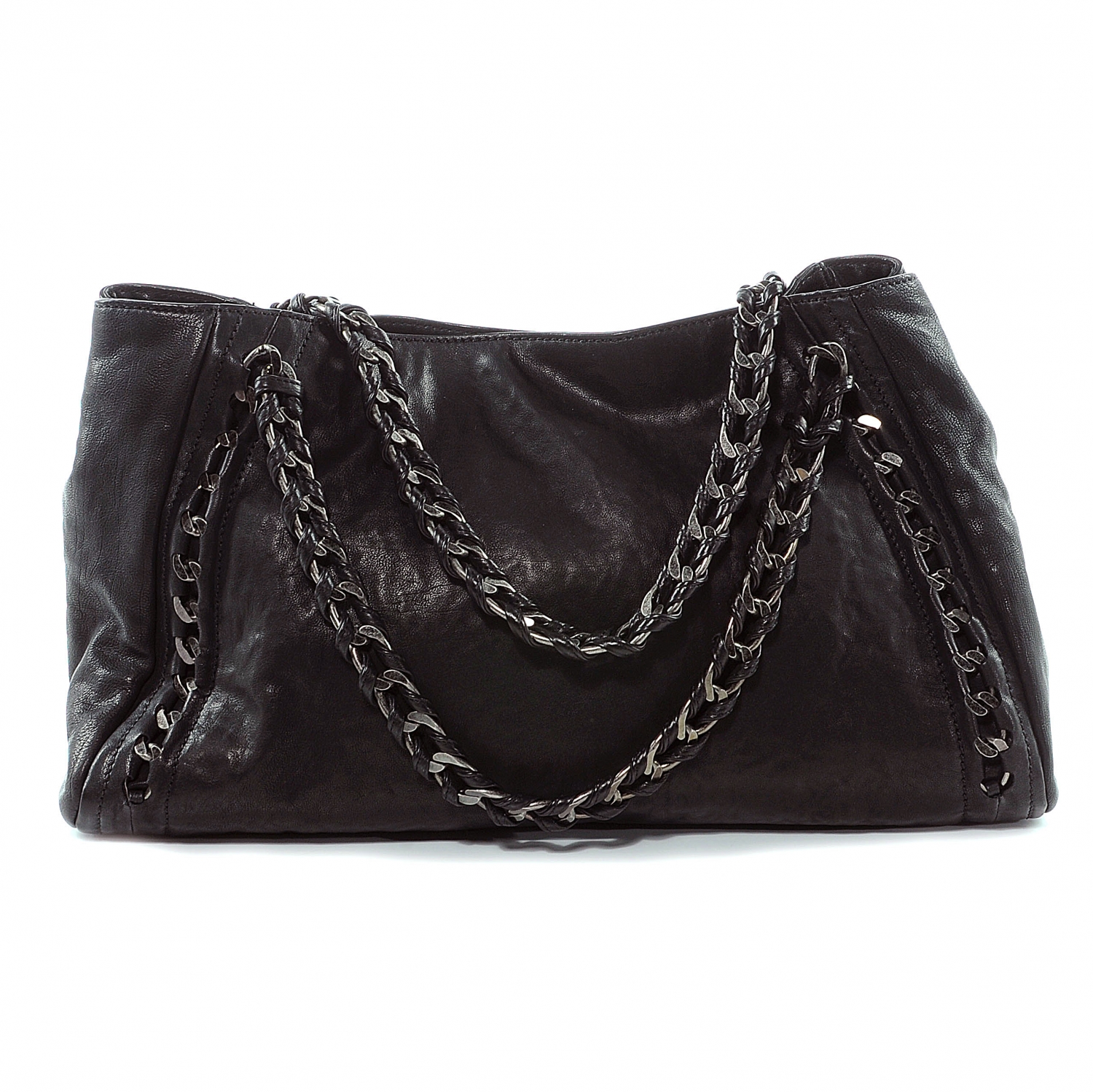 CHANEL Leather Modern Chain Large Tote Black 51827