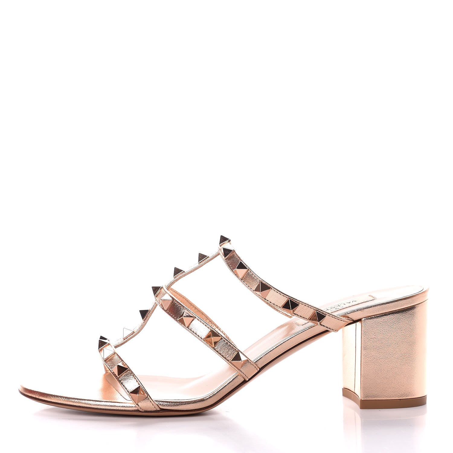 rose gold mule sandals