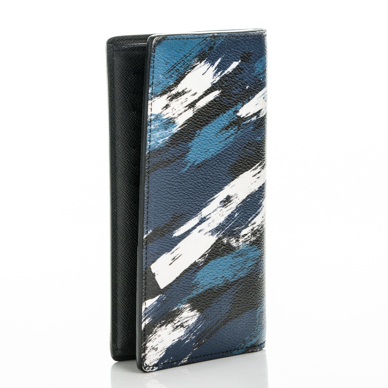 LOUIS VUITTON Canvas Printed Brushstroke Camouflage Brazza Wallet Blue 179978