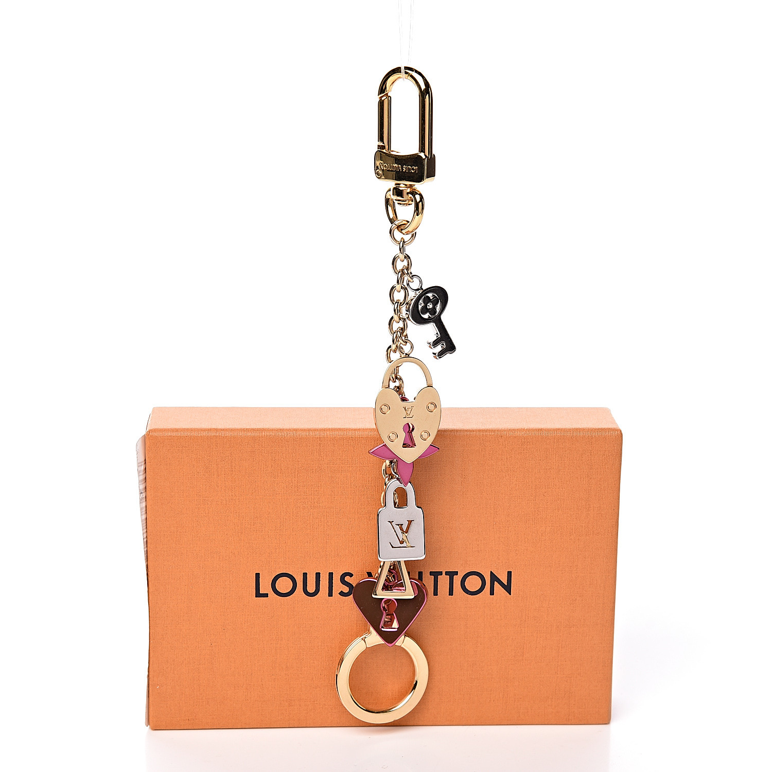 LOUIS VUITTON Love Lock Heart Key Chain Bag Charm 485594