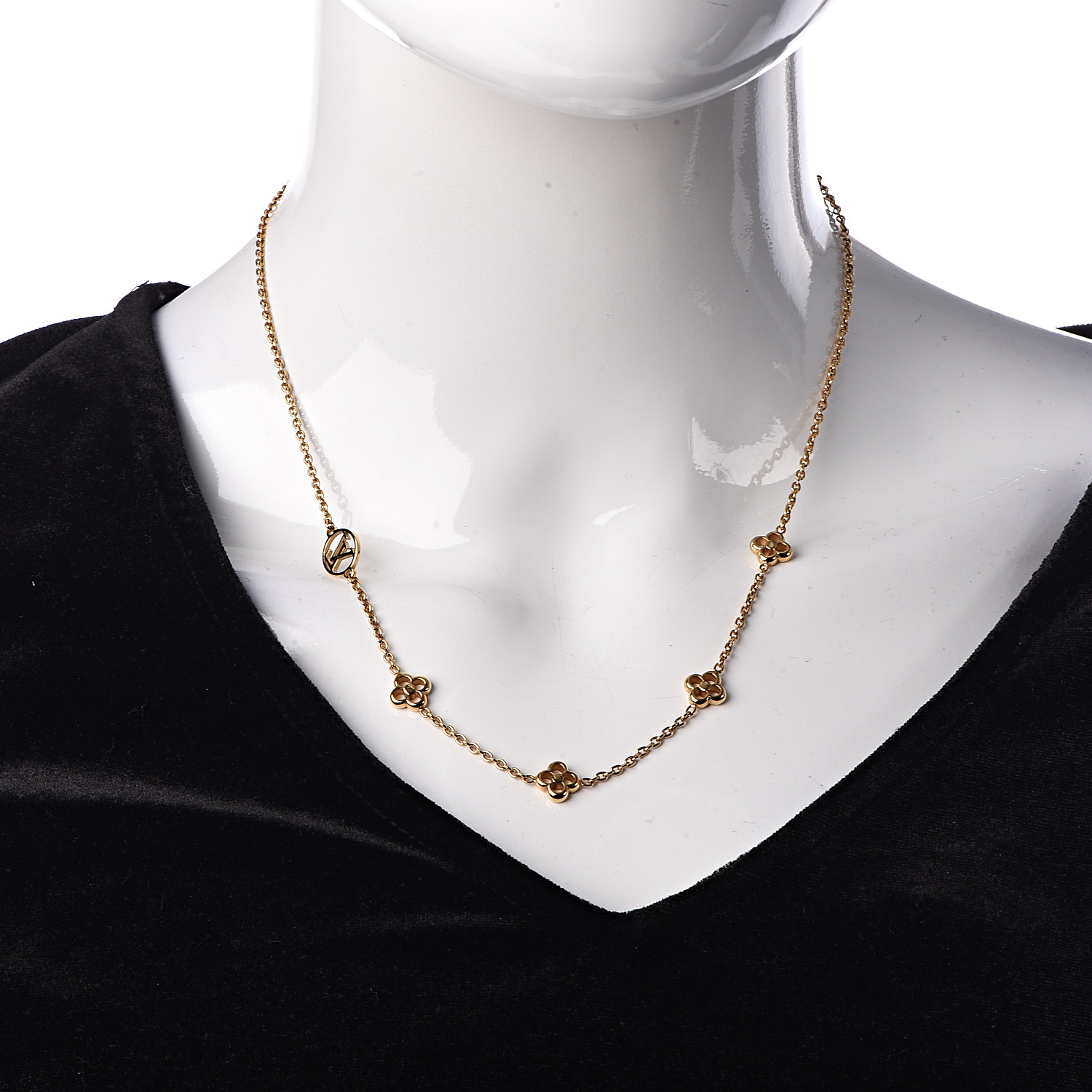 LOUIS VUITTON Flower Full Necklace Gold 487881