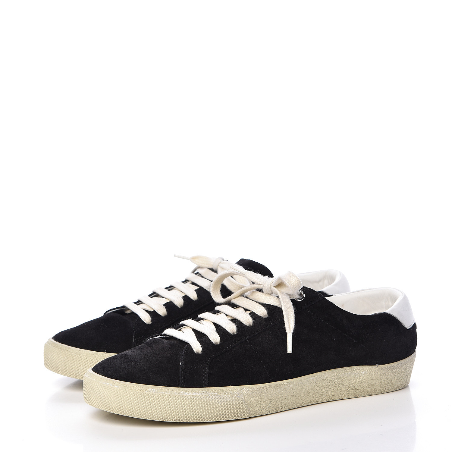 SAINT LAURENT Distressed Suede Womens Court Classic Sneakers 39 Black ...