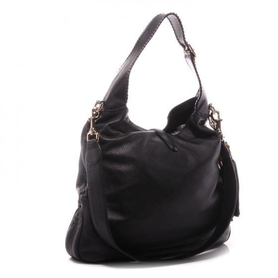 GUCCI Leather New Jackie Large Shoulder Bag Black 91671