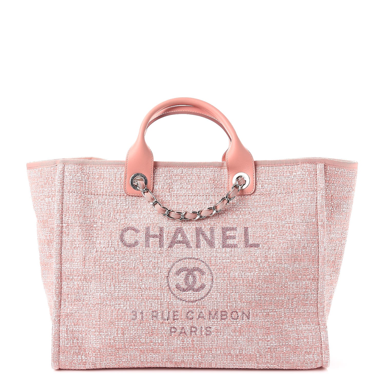 CHANEL Canvas Large Deauville Tote Pink 261658