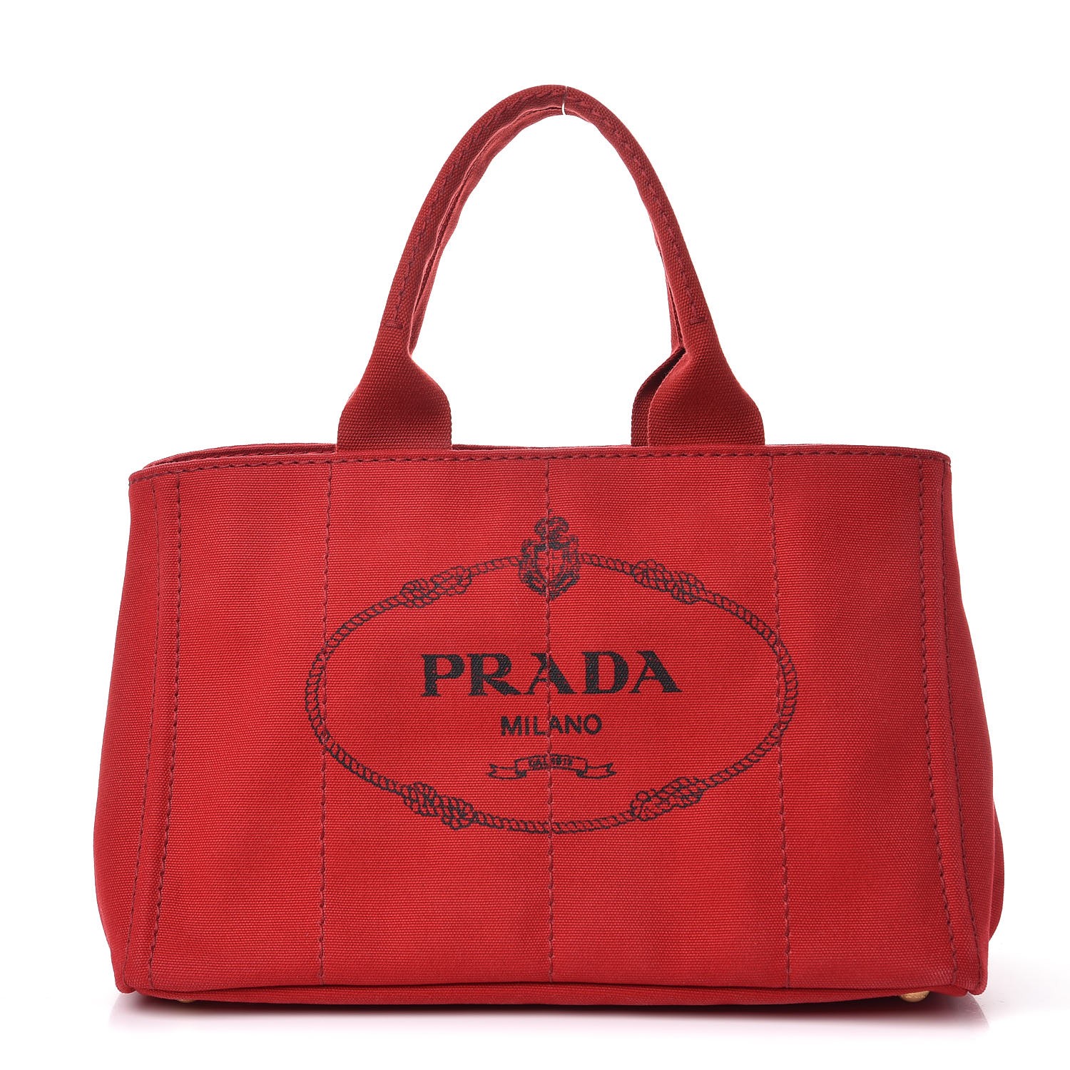 PRADA Canapa Logo Shopping Tote Rosso 313881 | FASHIONPHILE
