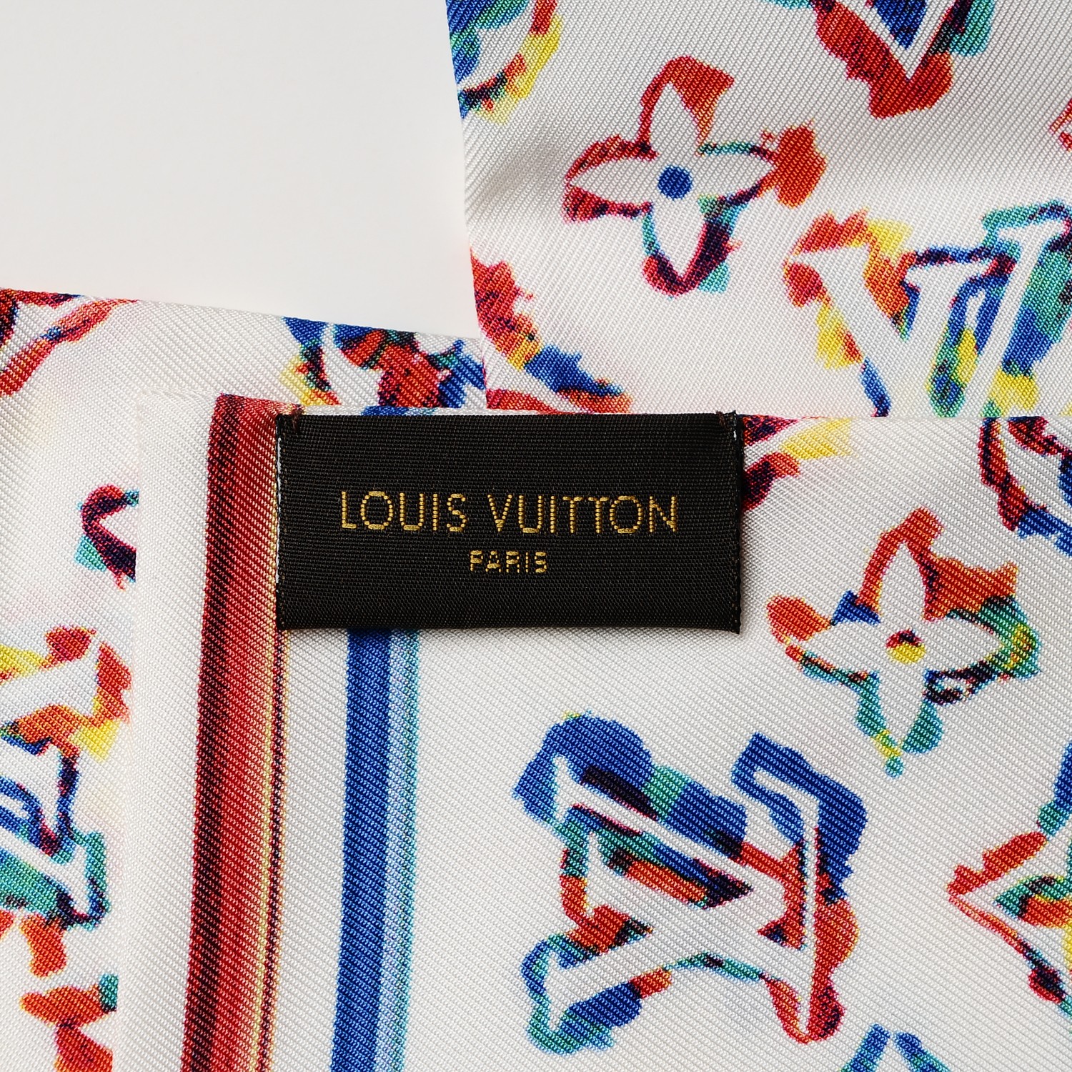 LOUIS VUITTON Silk Monogram Rainbow Bandeau White 196429