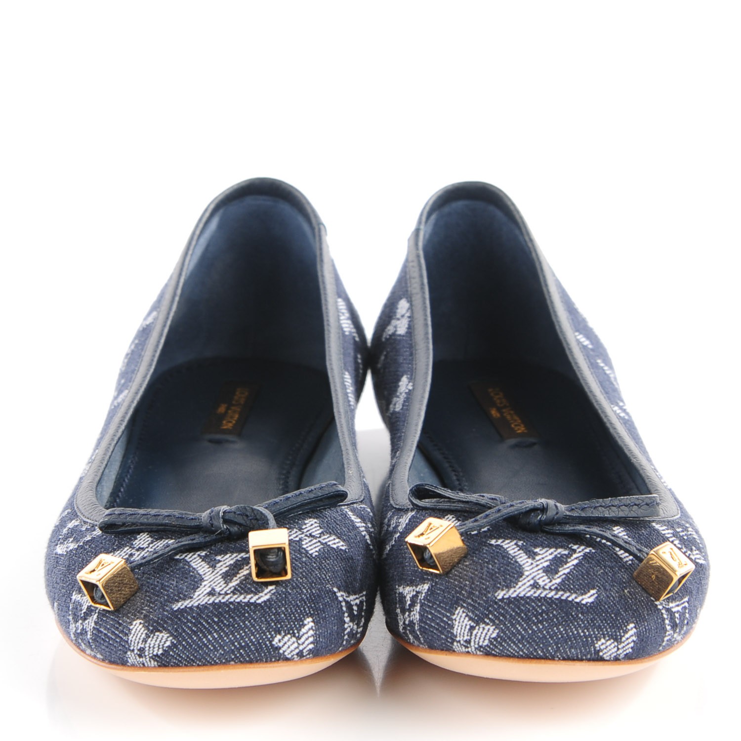 LOUIS VUITTON Denim Monogram Debbie Ballerina Flats 37.5 Blue 116108