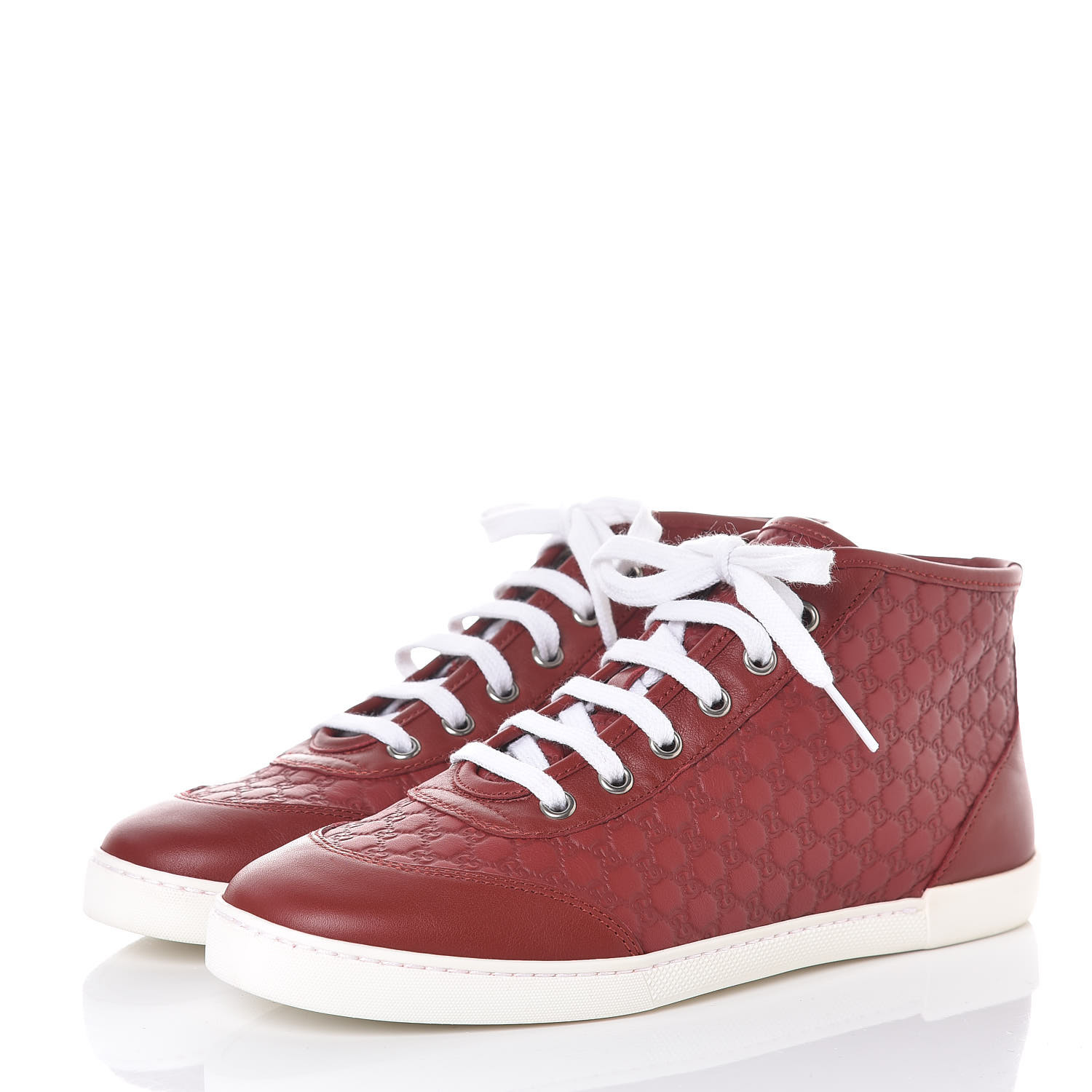 GUCCI Micro Guccissima Womens High Top Sneakers 36.5 Rosso 353856