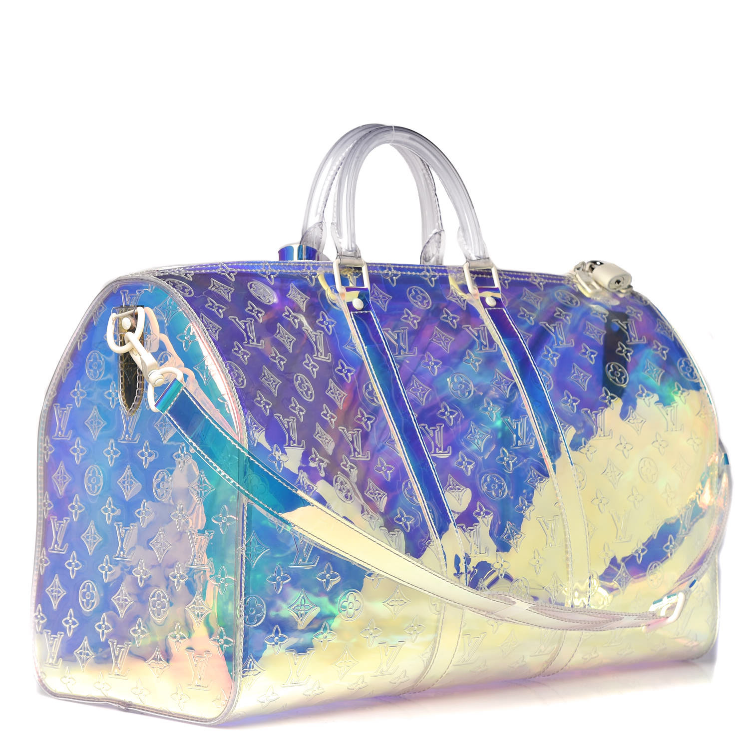 LOUIS VUITTON PVC Monogram Keepall Bandouliere 50 Iridescent Prism 357486