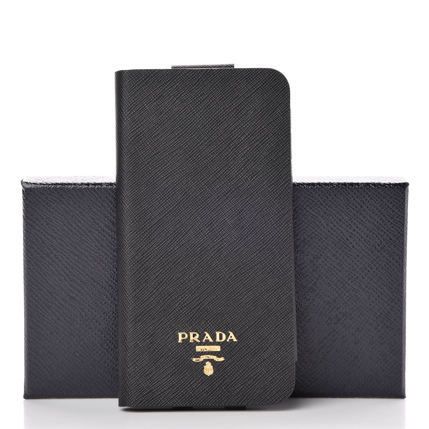 PRADA Saffiano 7 Plus Case Black 356126 FASHIONPHILE