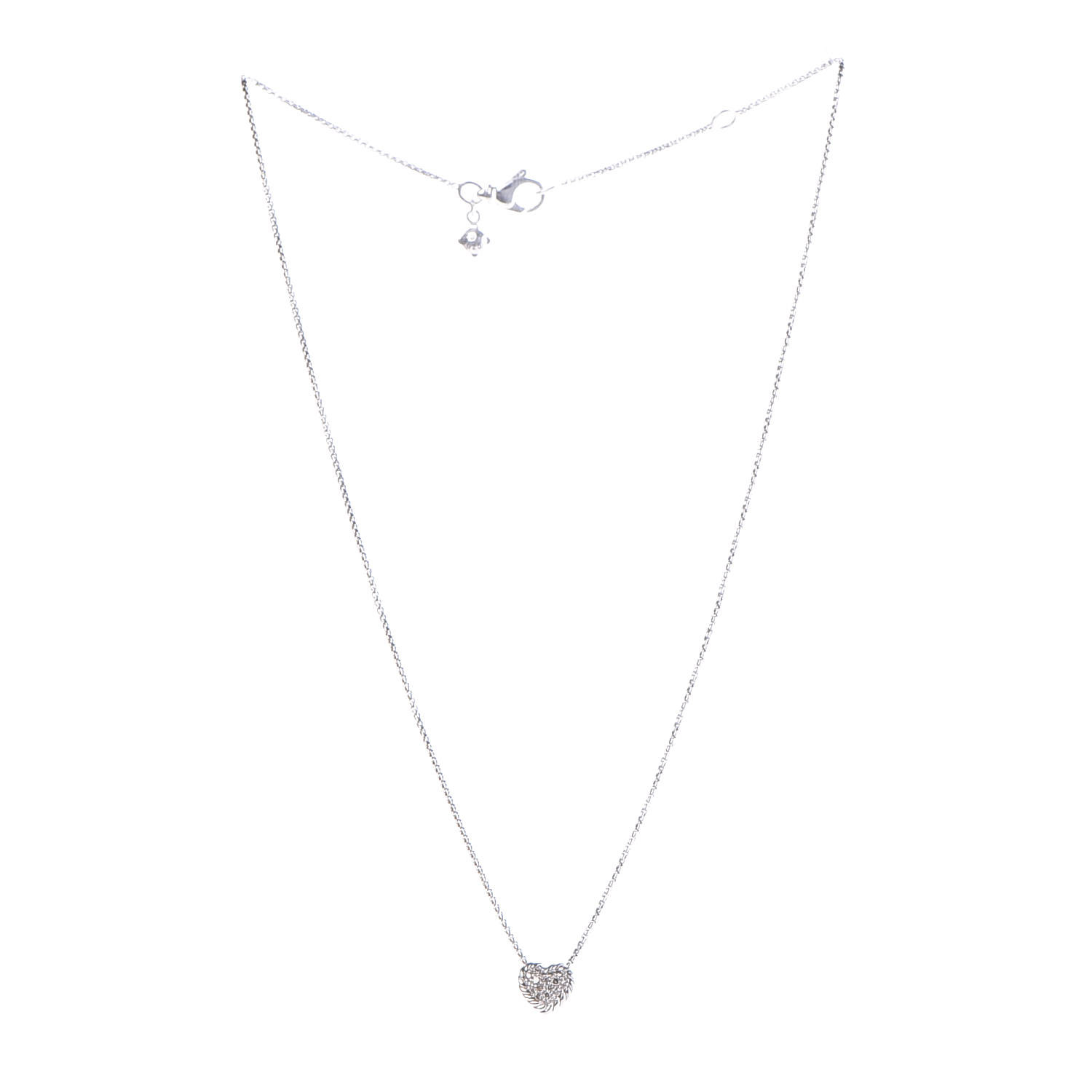 DAVID YURMAN Sterling Silver Diamond Petite Pave Heart Necklace 355818 ...