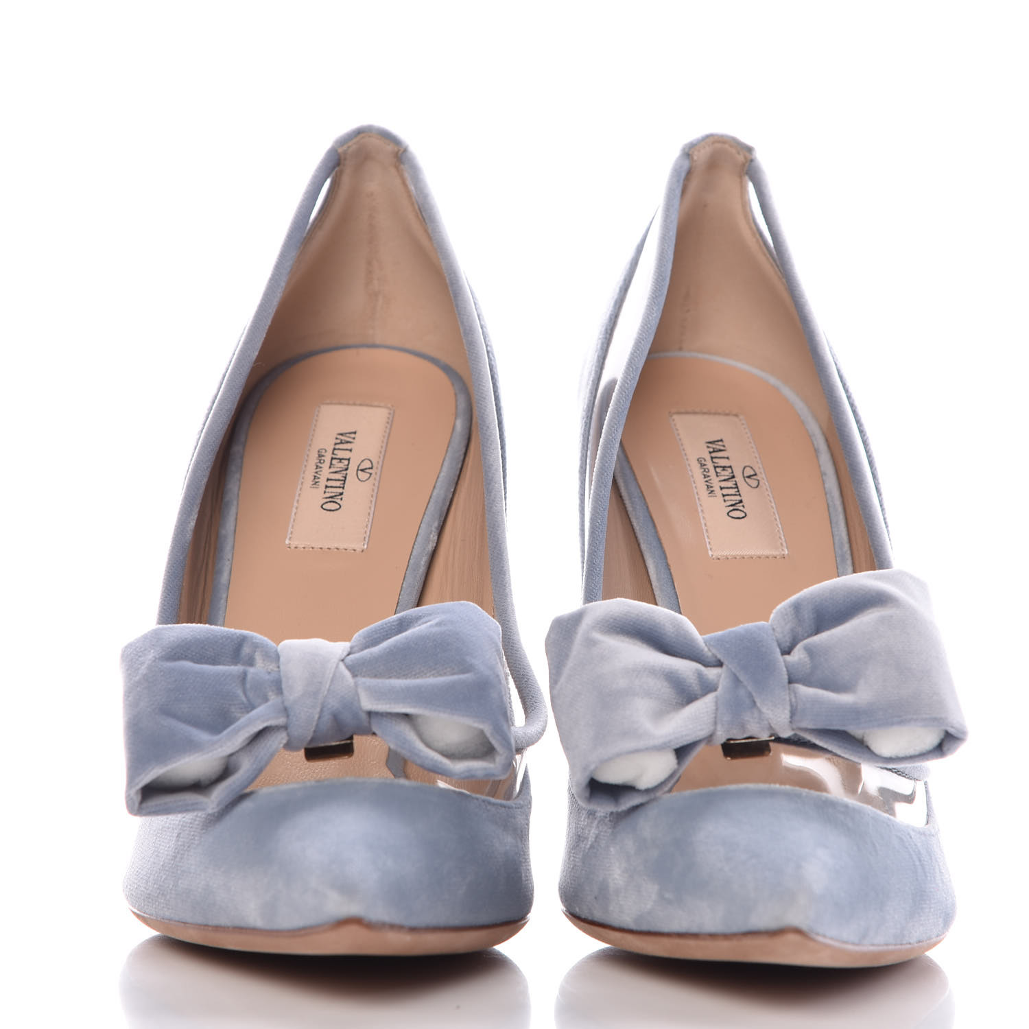 light blue velvet shoes