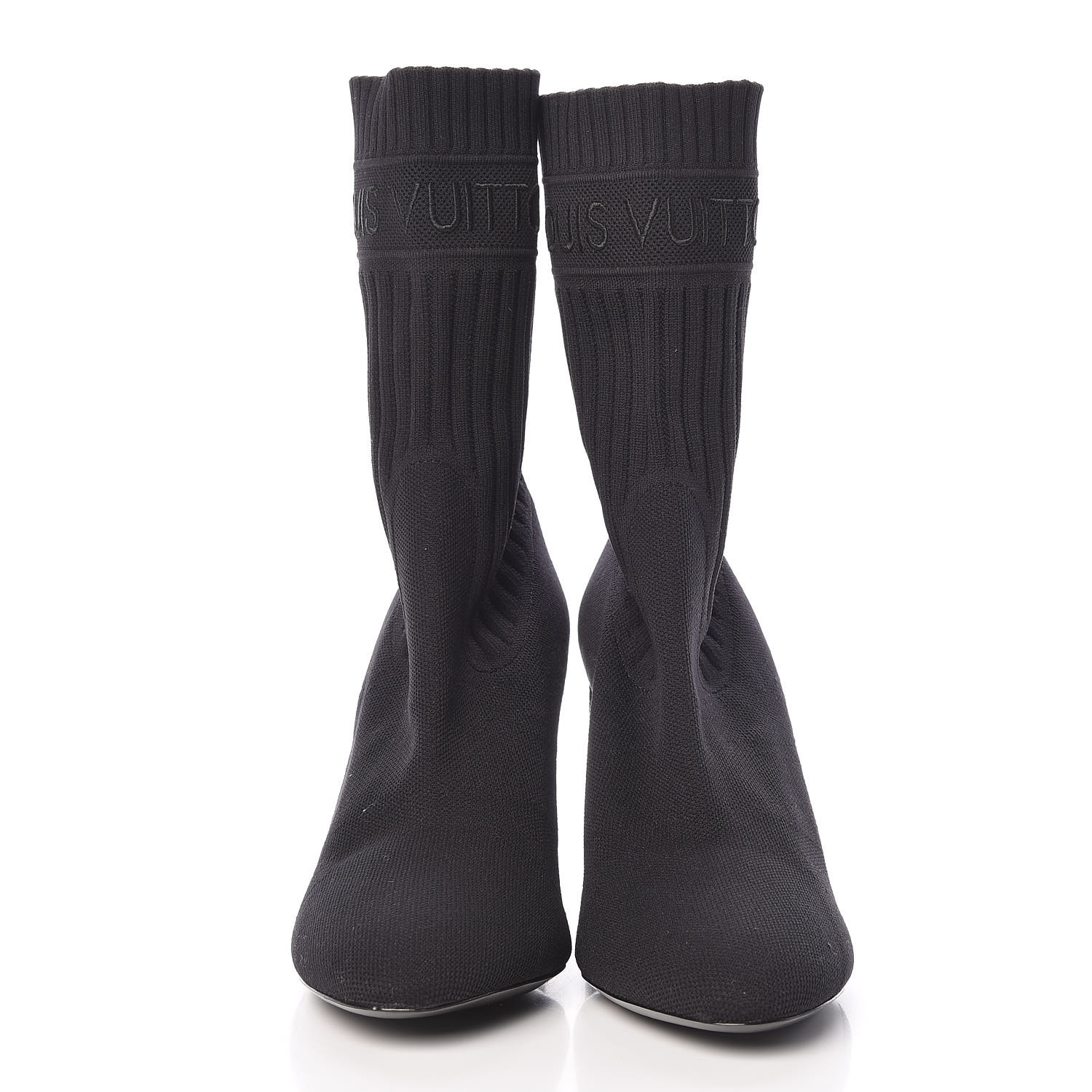 LOUIS VUITTON Monogram Stretch Fabric Silhouette Ankle Boots 39.5 Black 409756