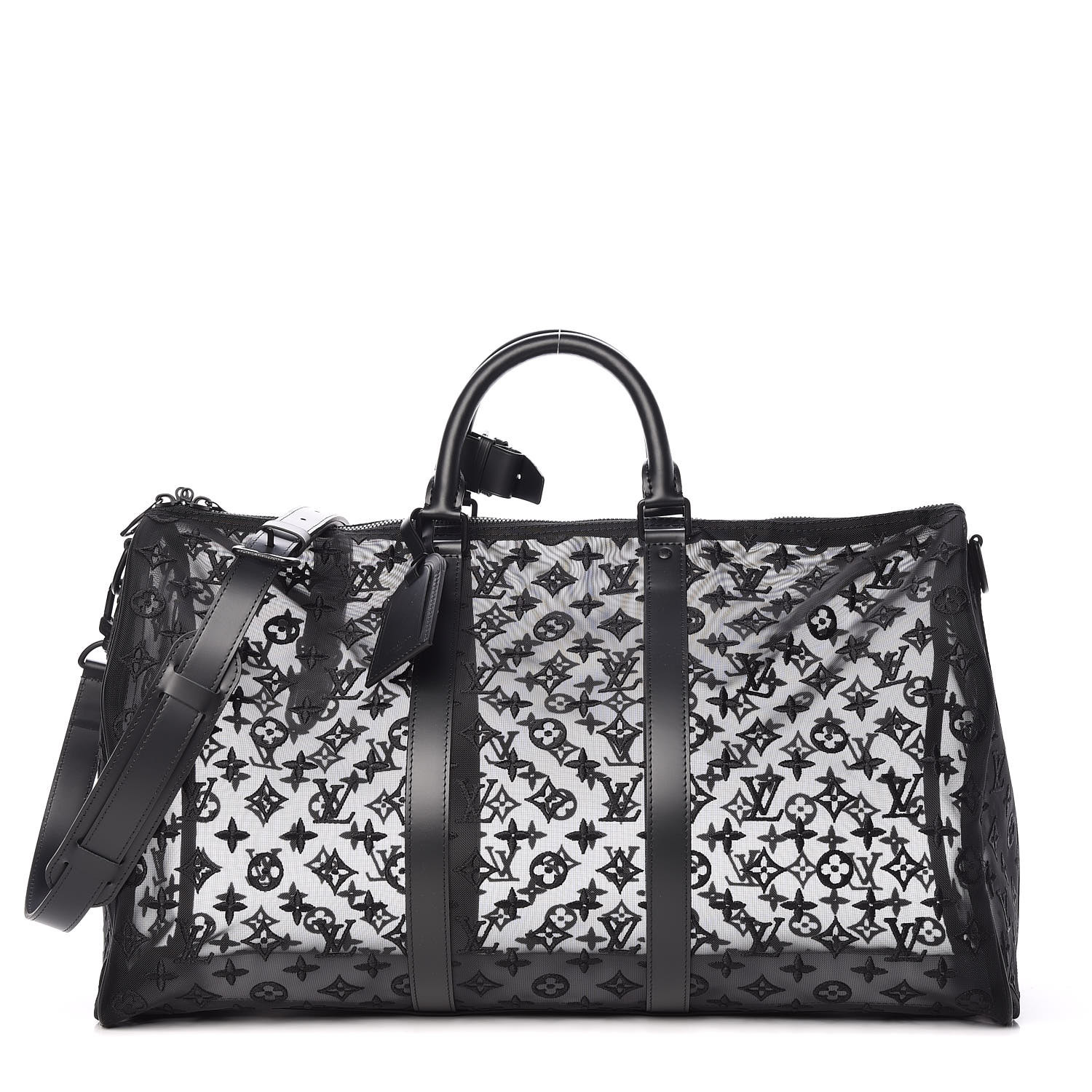 LOUIS VUITTON Monogram See Through Keepall Bandouliere 50 Black 412180