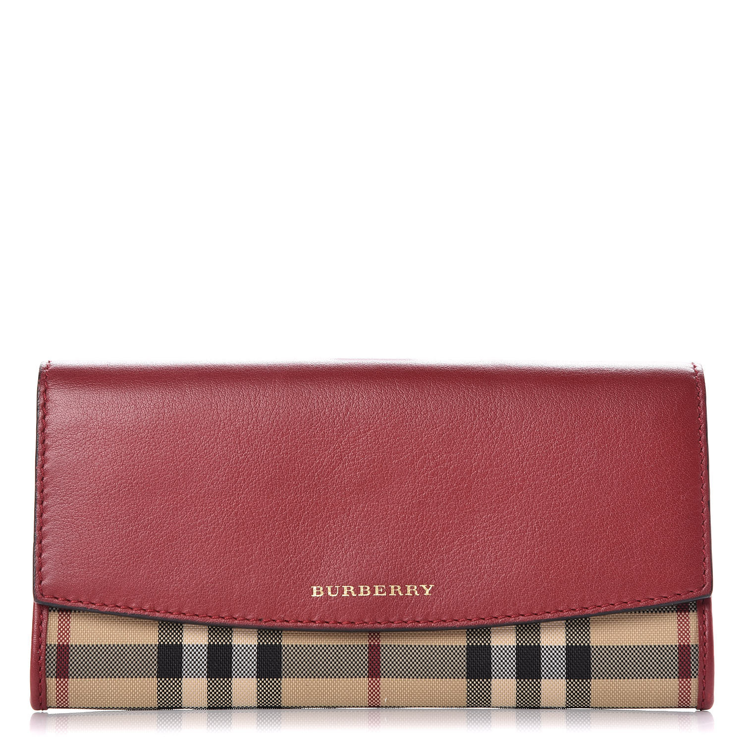 burberry house check and leather continental wallet