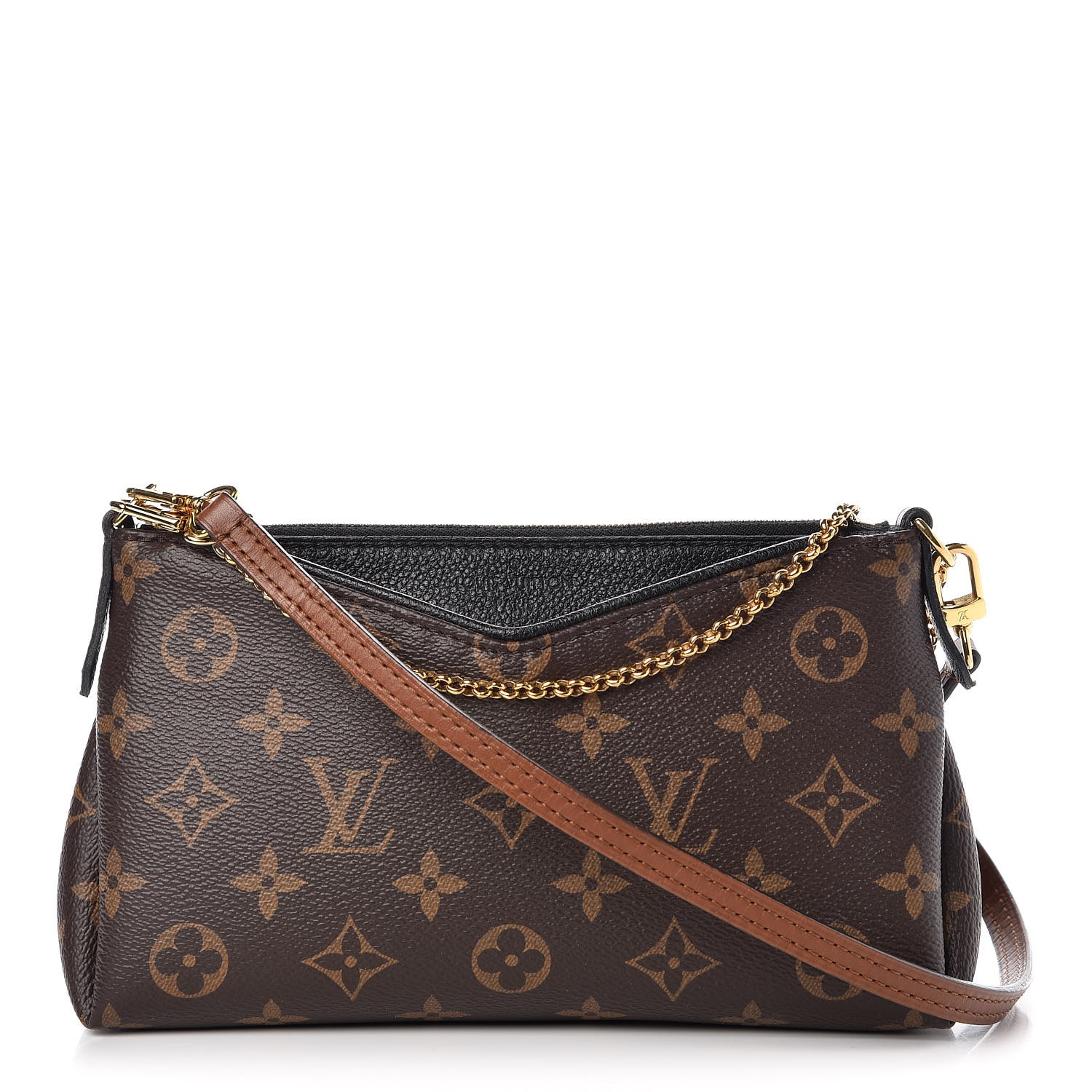 LOUIS VUITTON Monogram Pallas Clutch Black 320697