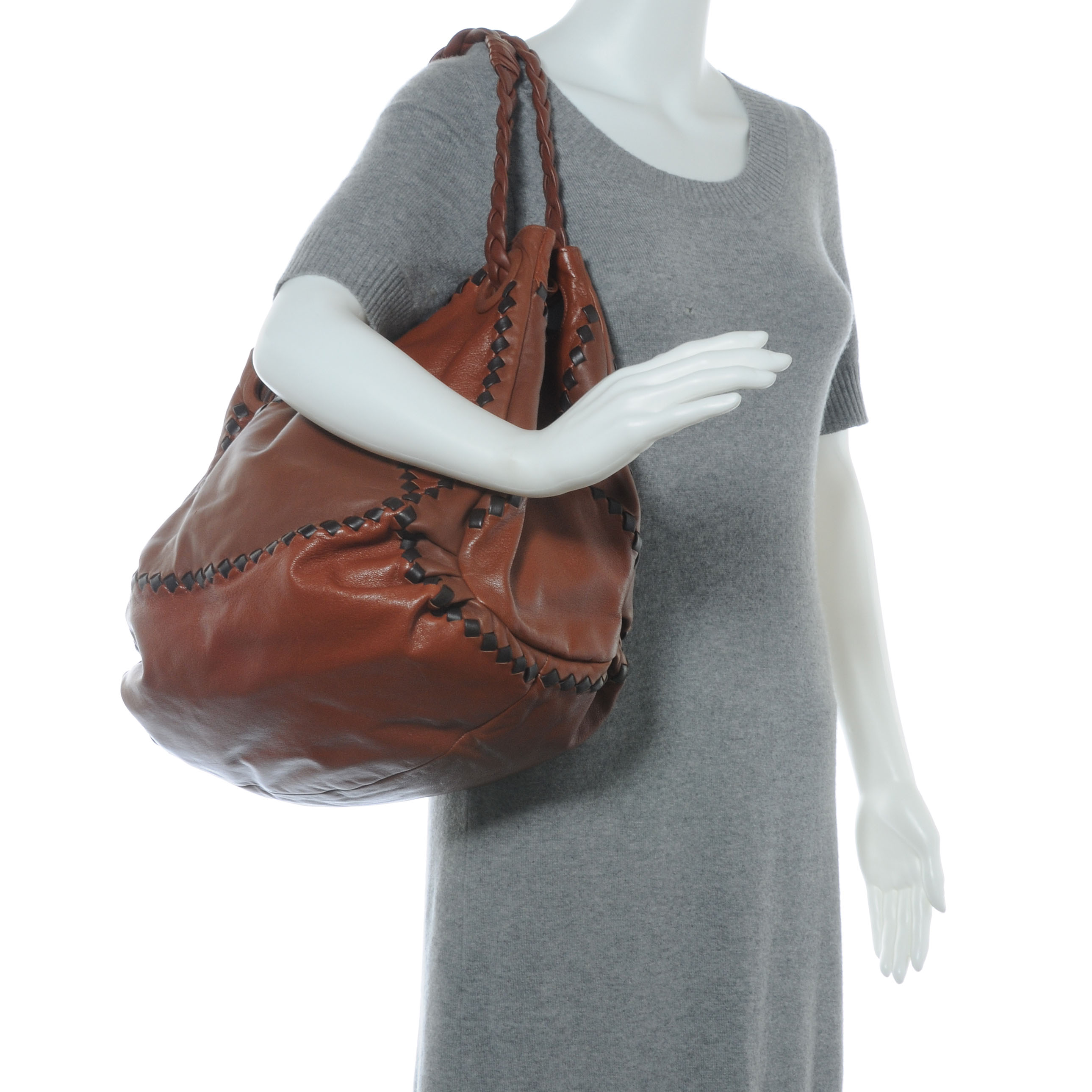 BOTTEGA VENETA Nappa Leather Woven Shoulder Bag 44233