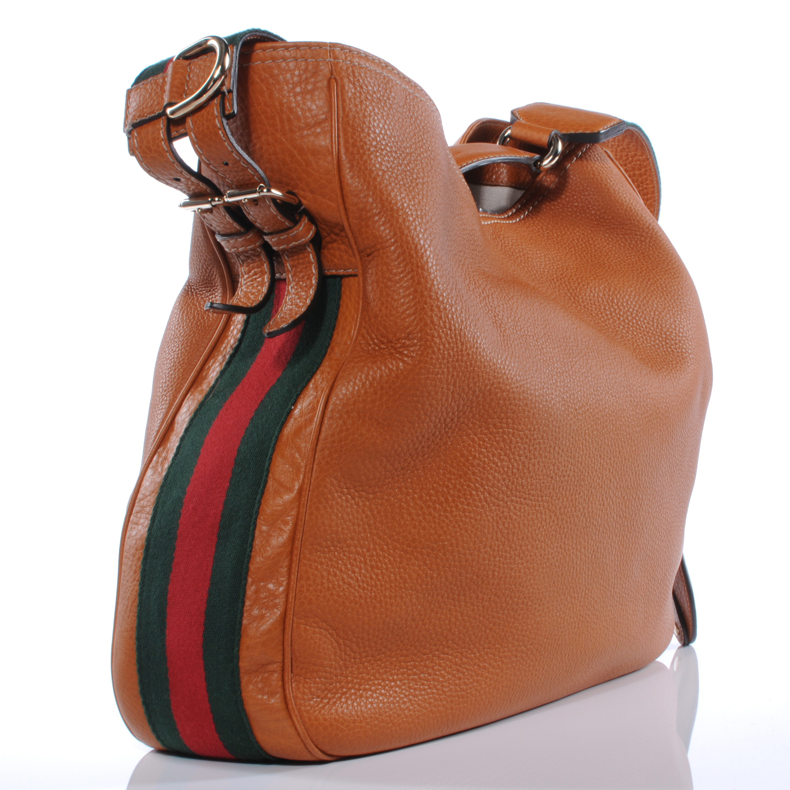 GUCCI Leather Heritage Medium Shoulder Bag Tan 39731