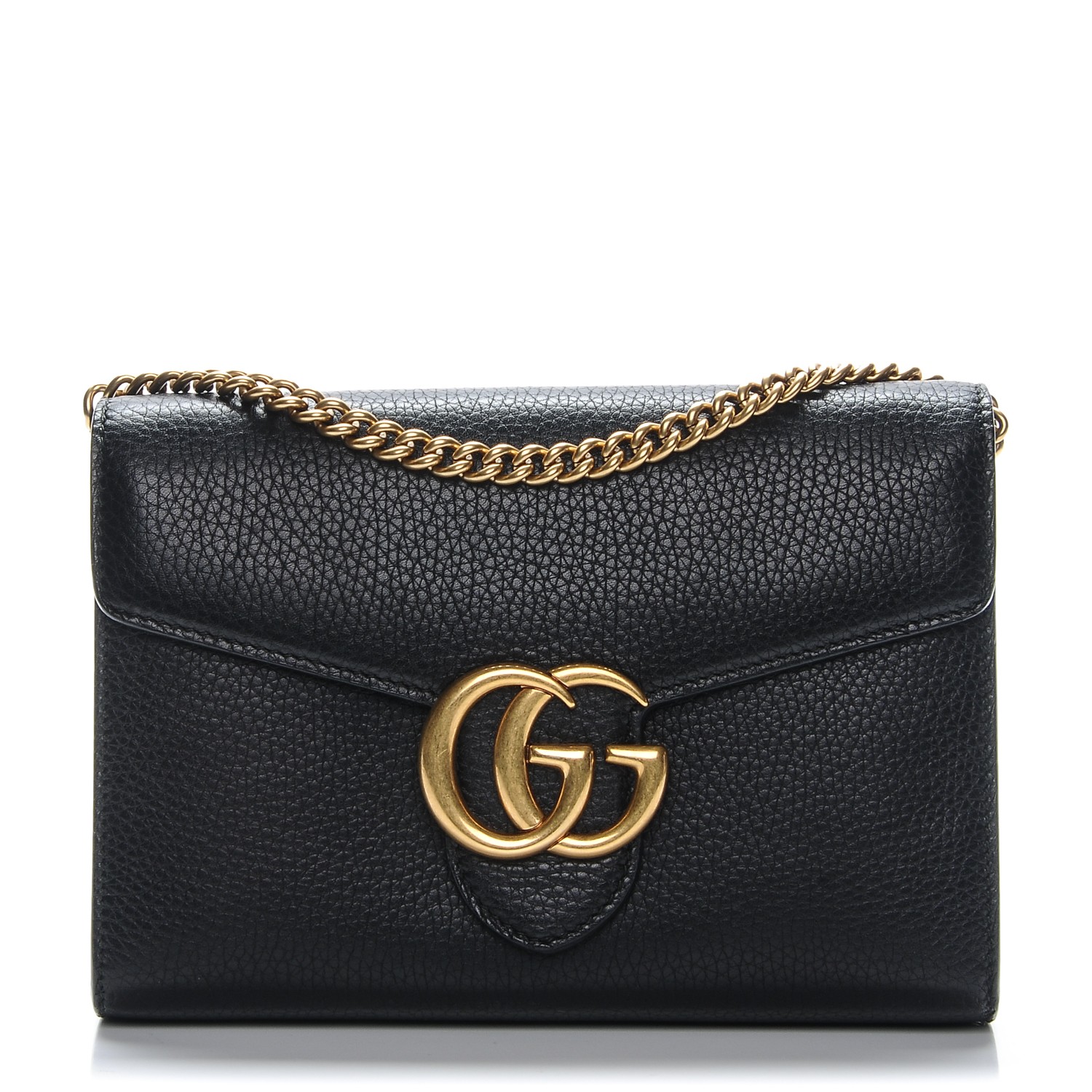 GUCCI Calfskin GG Marmont Chain Wallet Black 199999