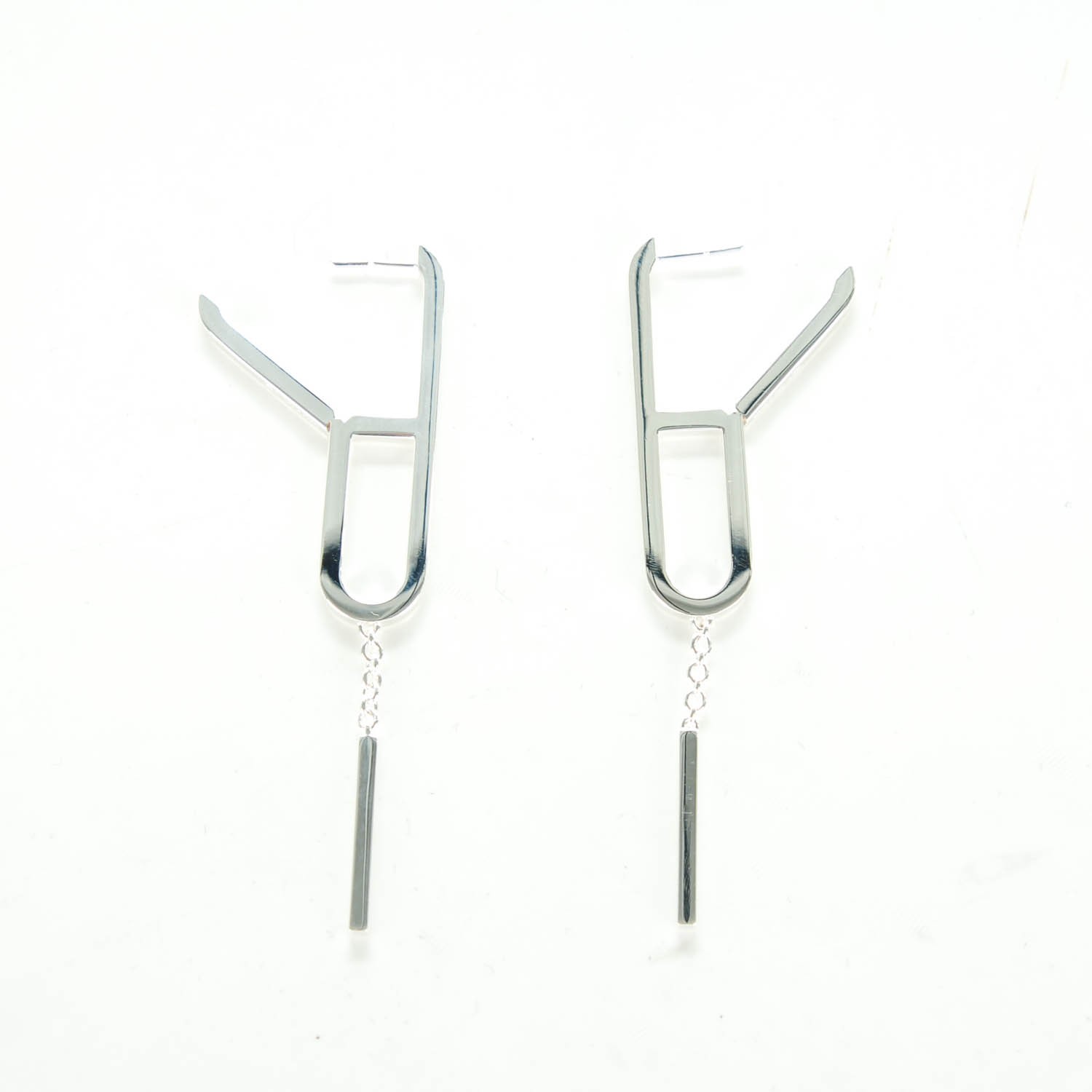 HERMES Sterling Silver Ever Chaine D'Ancre Earrings 134194