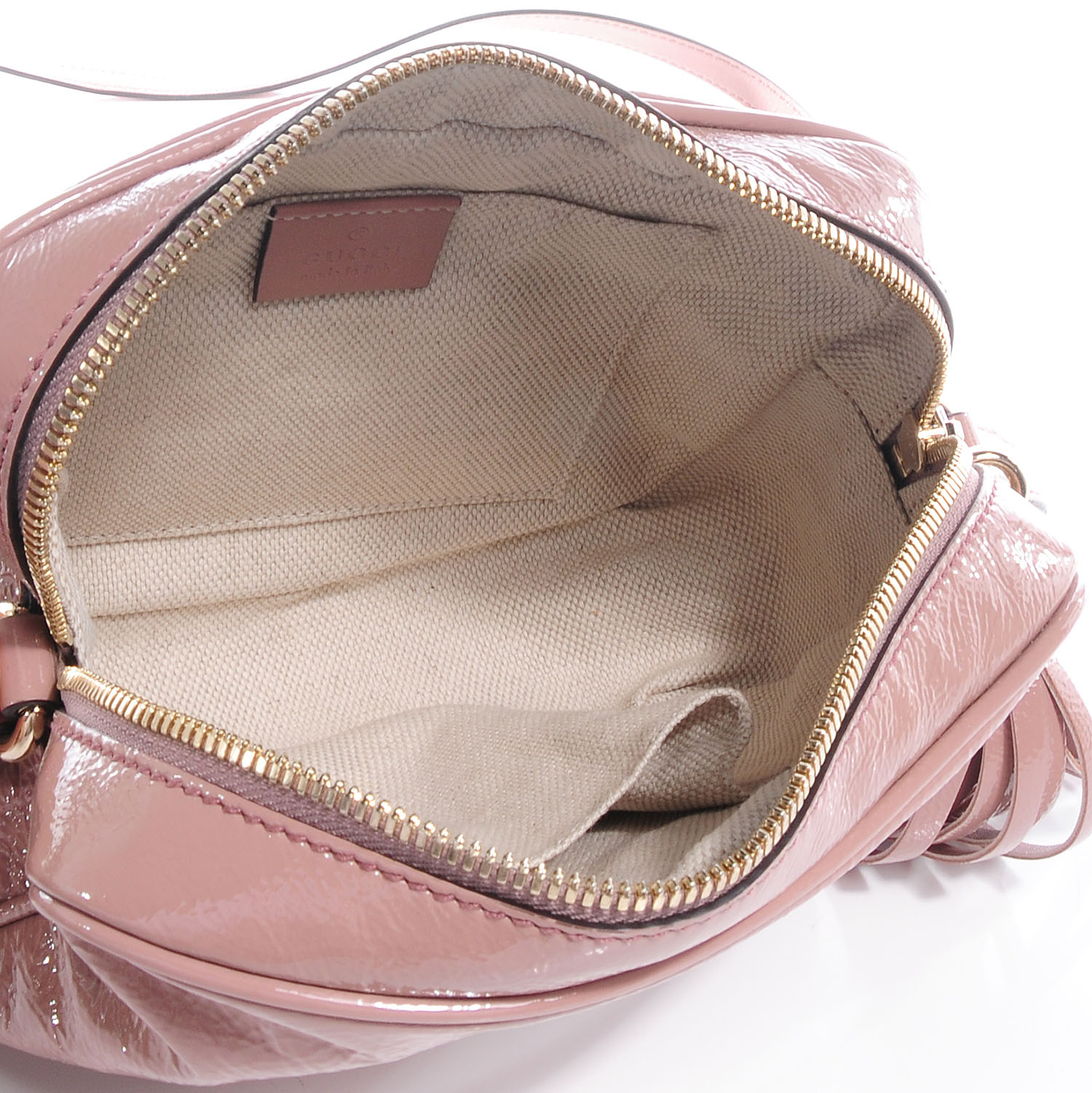 GUCCI Soft Patent Small Soho Disco Bag Blush Pink 61655