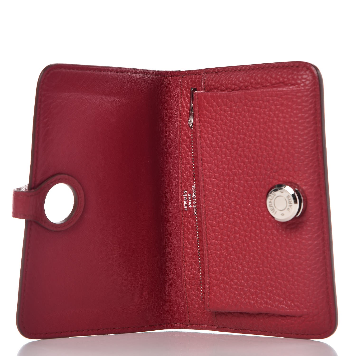 HERMES Togo Dogon Compact Wallet Rubis 310706