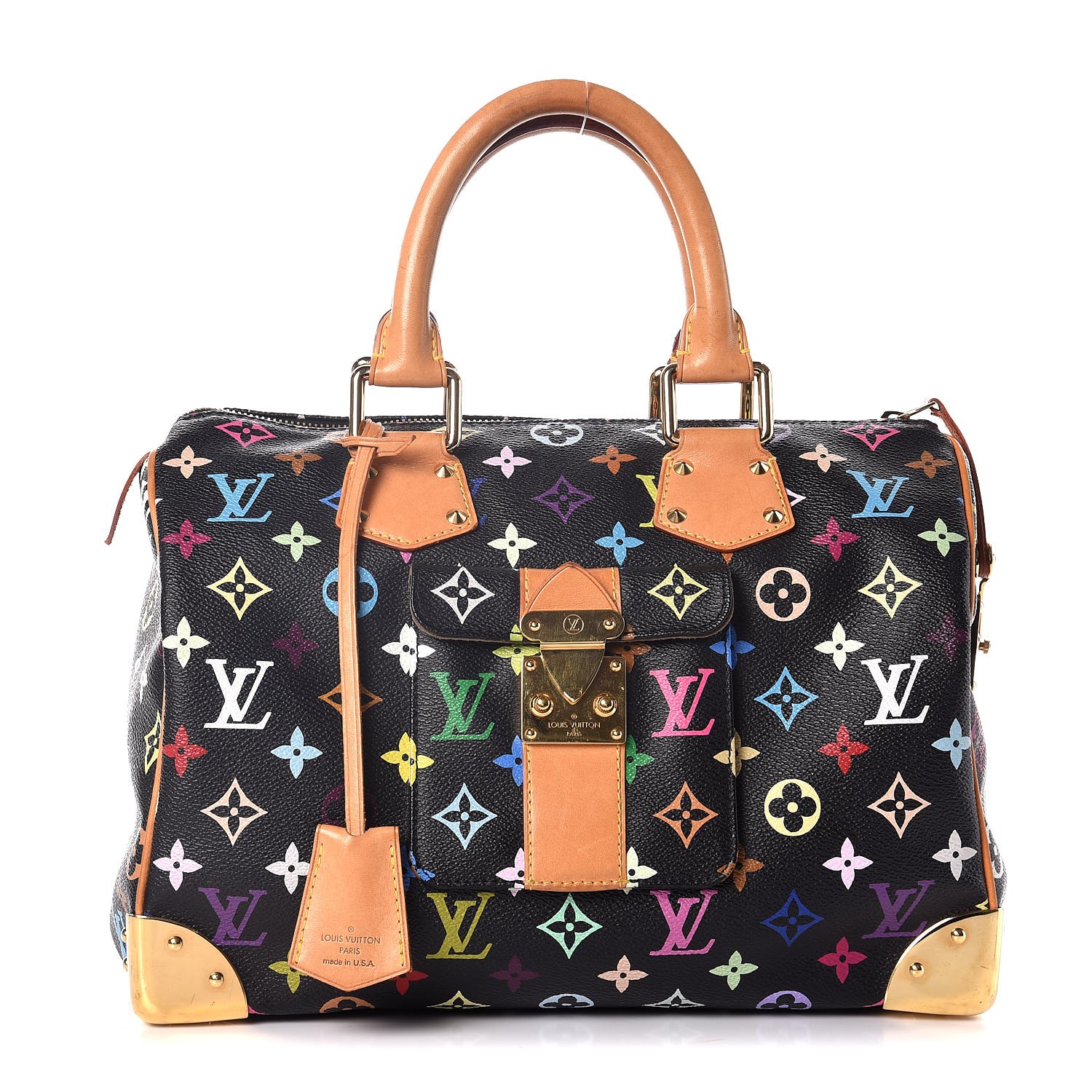 Speedy bandoulière handbag Louis Vuitton Multicolour in Fur - 30722307