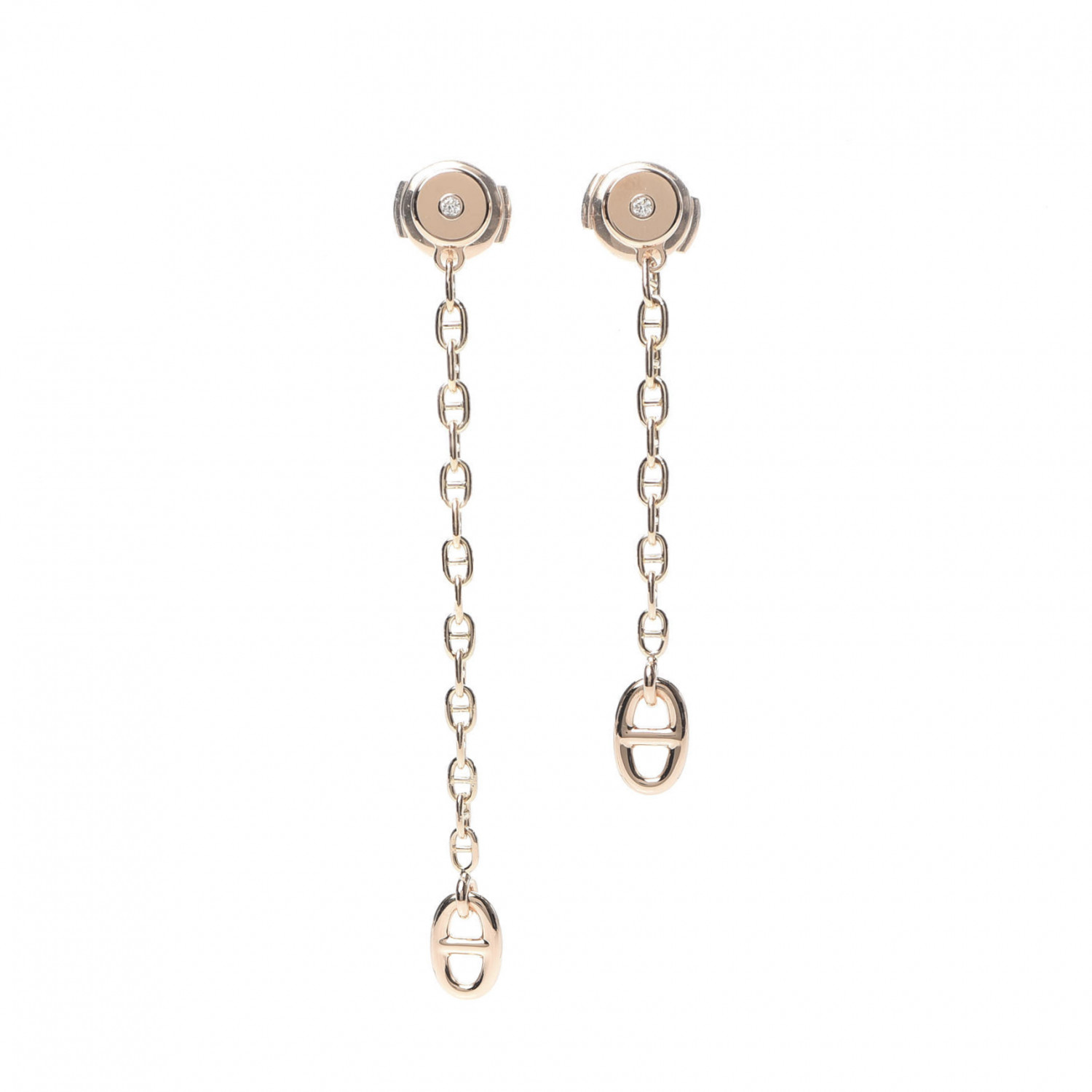 HERMES 18K Rose Gold Diamond TPM Farandole Drop Earrings 628375 ...