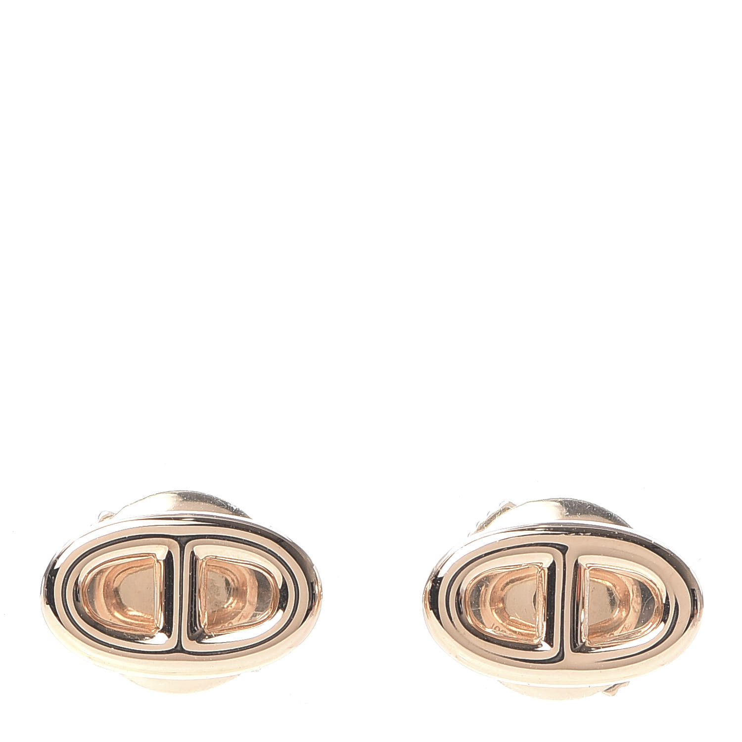 HERMES 18K Rose Gold TPM Chaine D'Ancre Stud Earrings 620815 | FASHIONPHILE