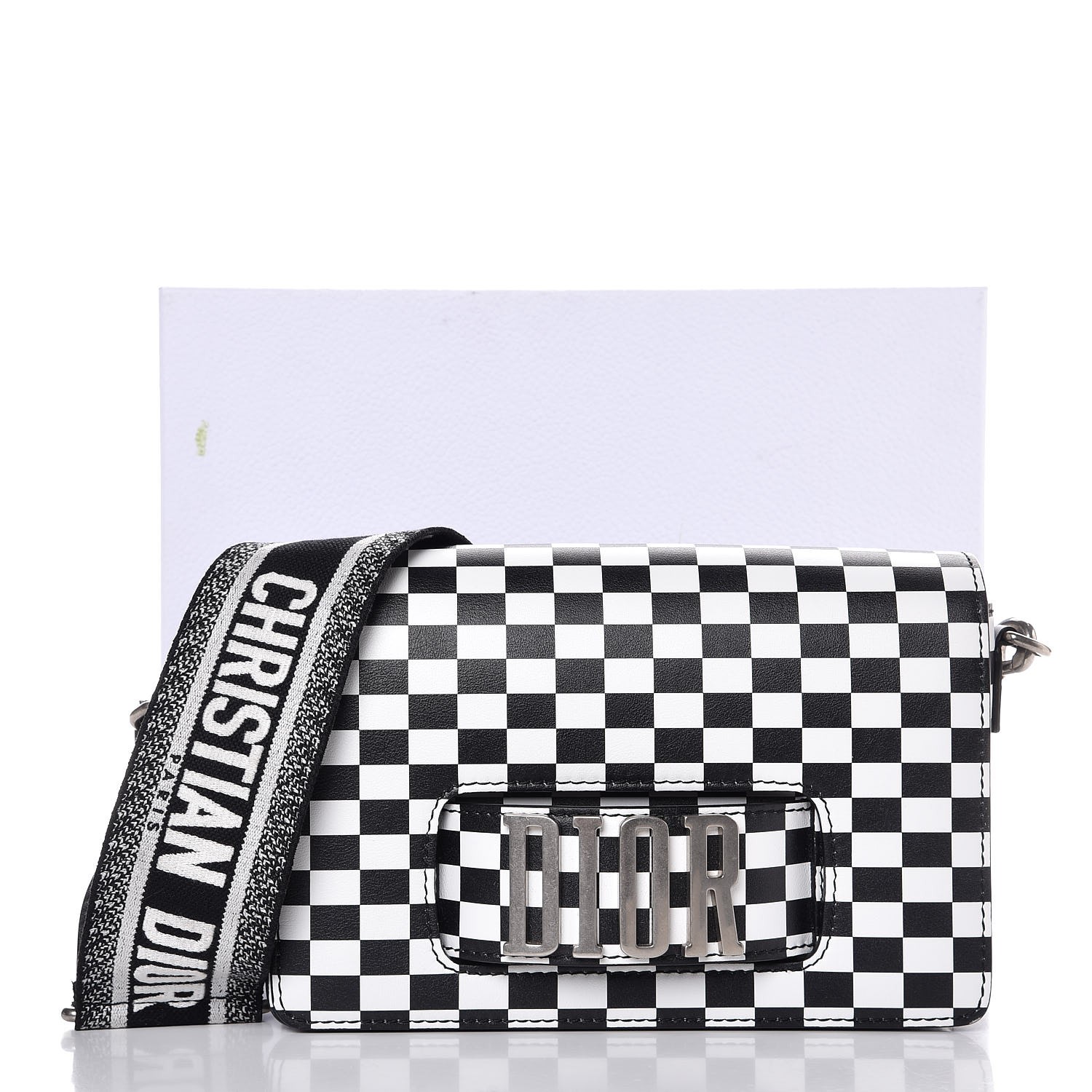 christian dior black and white checkered bag