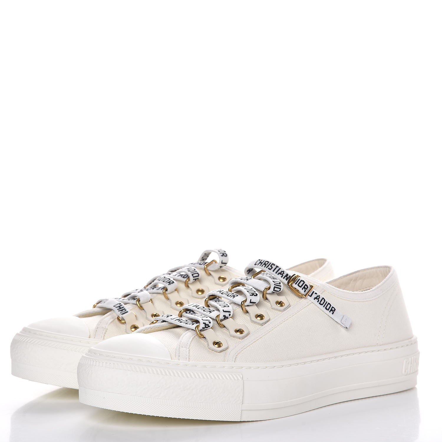 CHRISTIAN DIOR Canvas Walk'n Dior Low Top Sneakers 37.5 White 295900