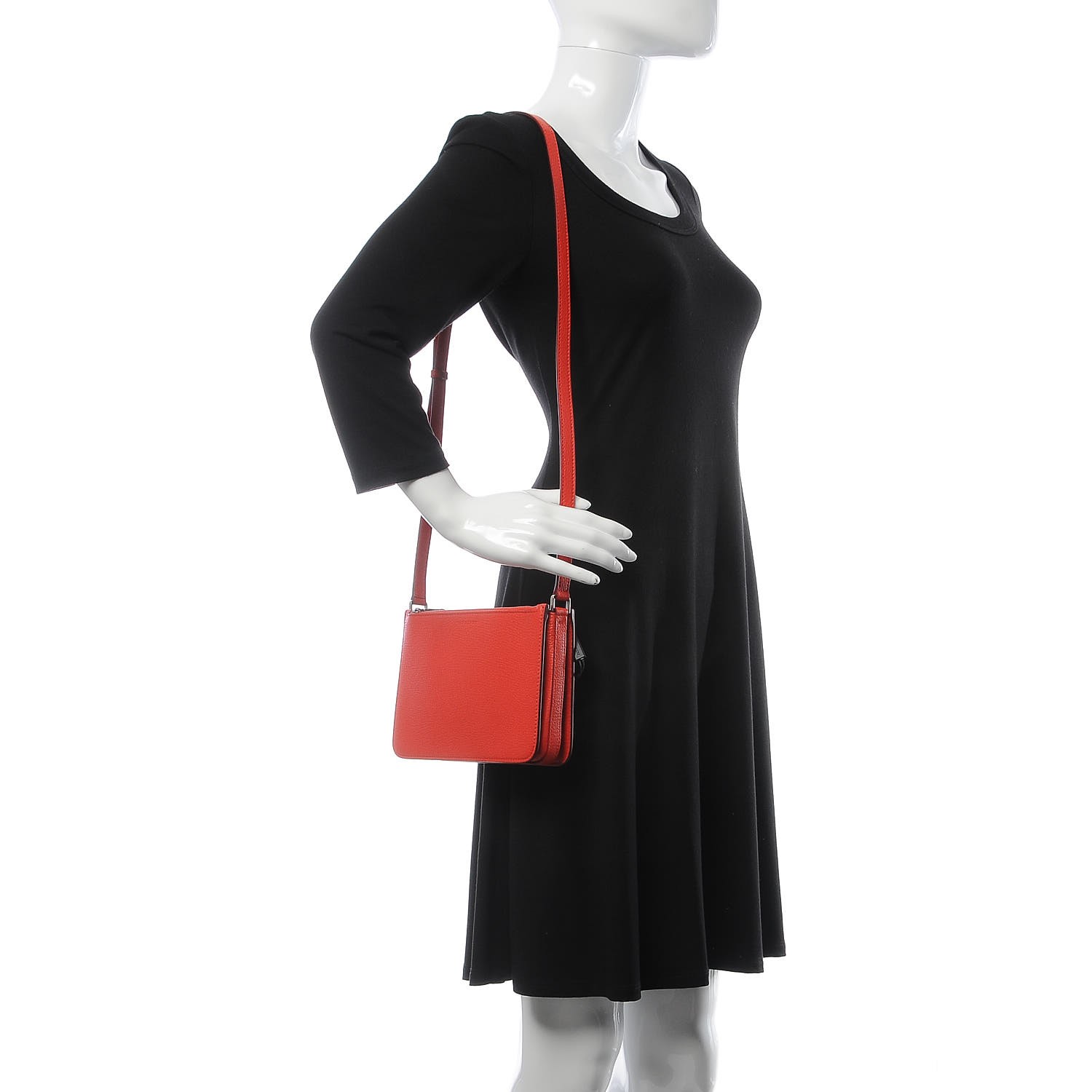 triple zip grainy leather crossbody bag