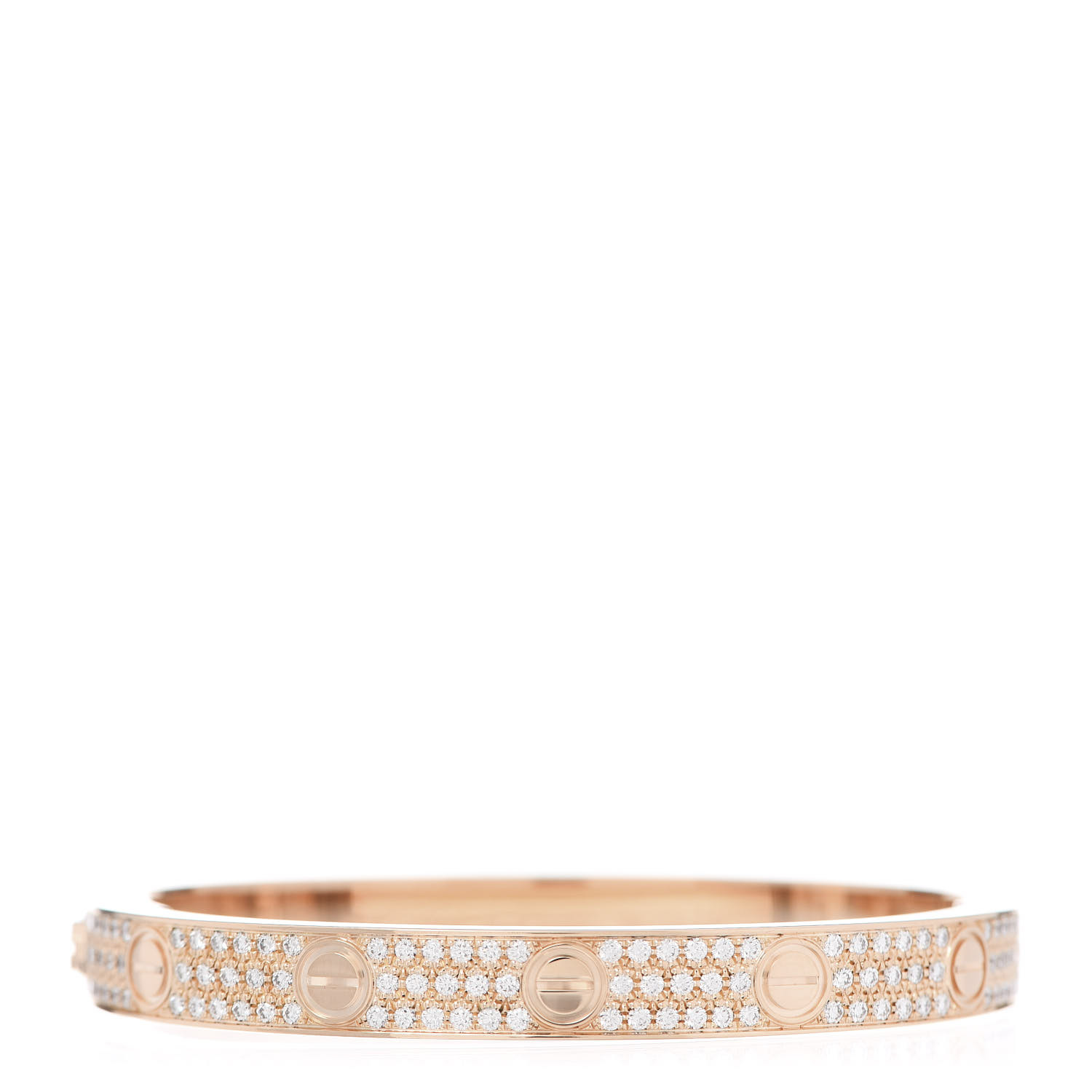 CARTIER 18K Pink Gold Diamond Paved LOVE Bracelet 16 548029 | FASHIONPHILE