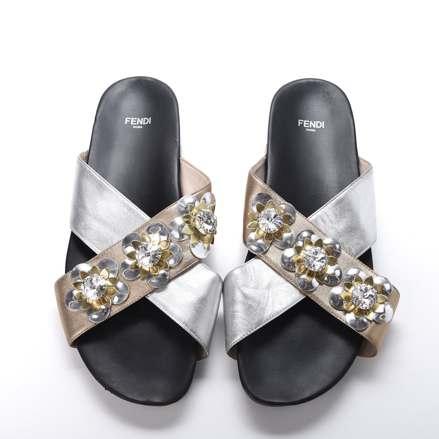 fendi silver slides