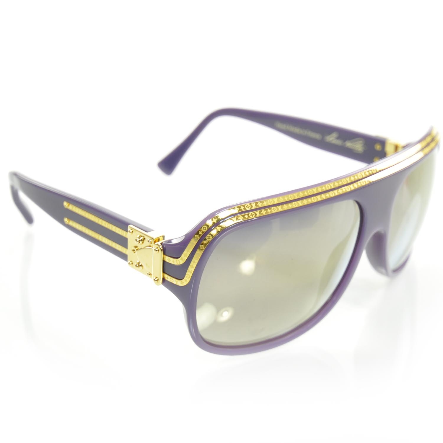 LOUIS VUITTON Millionaire Sunglasses Purple w Gold Plated Lenses 22290
