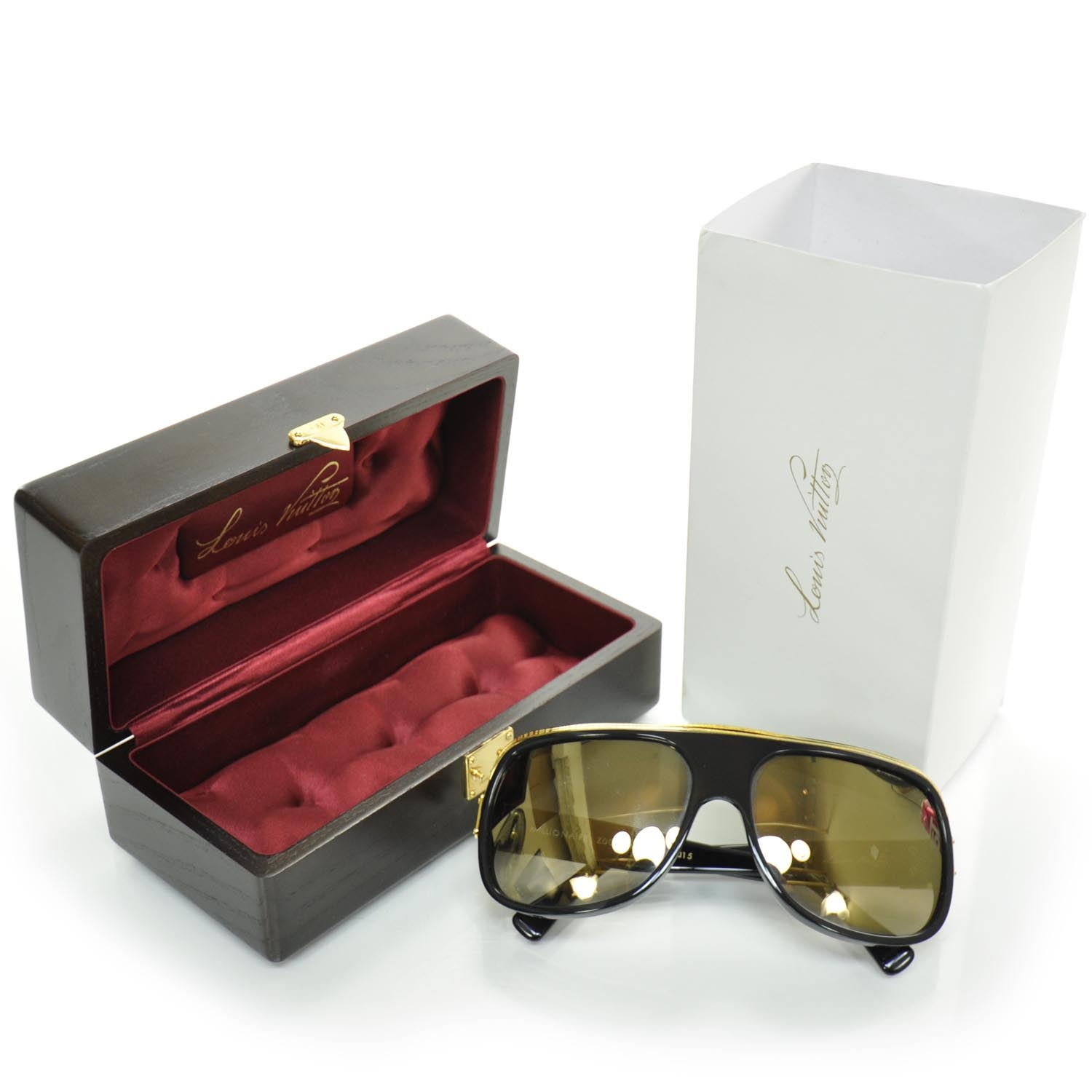 LOUIS VUITTON Millionaire Sunglasses Black w Gold Plated Lenses 22289